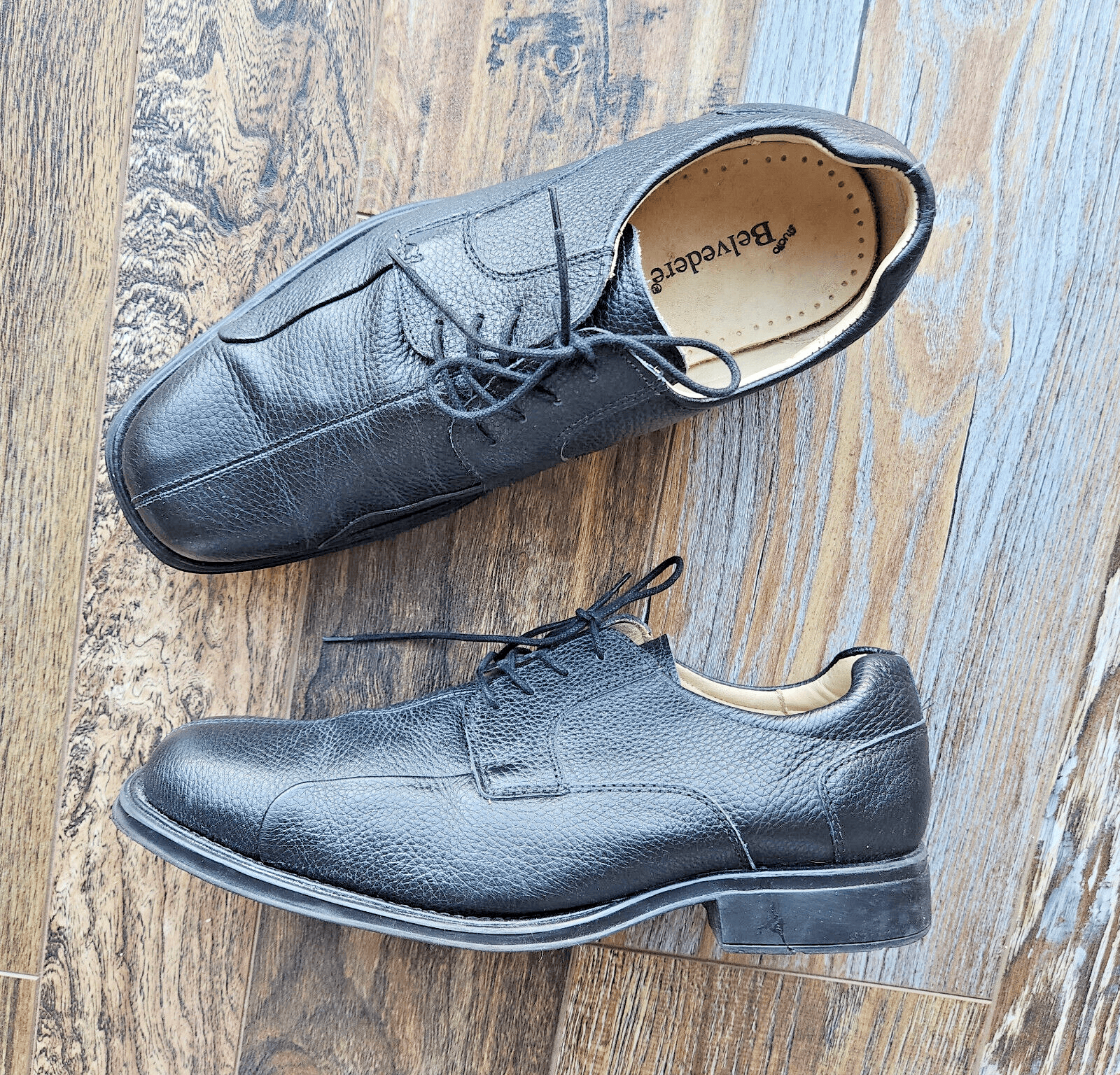 Belvedere Bay Bridge Pebbled Leather Oxford Dress Shoes Lace Black Mens 10.5 EEE