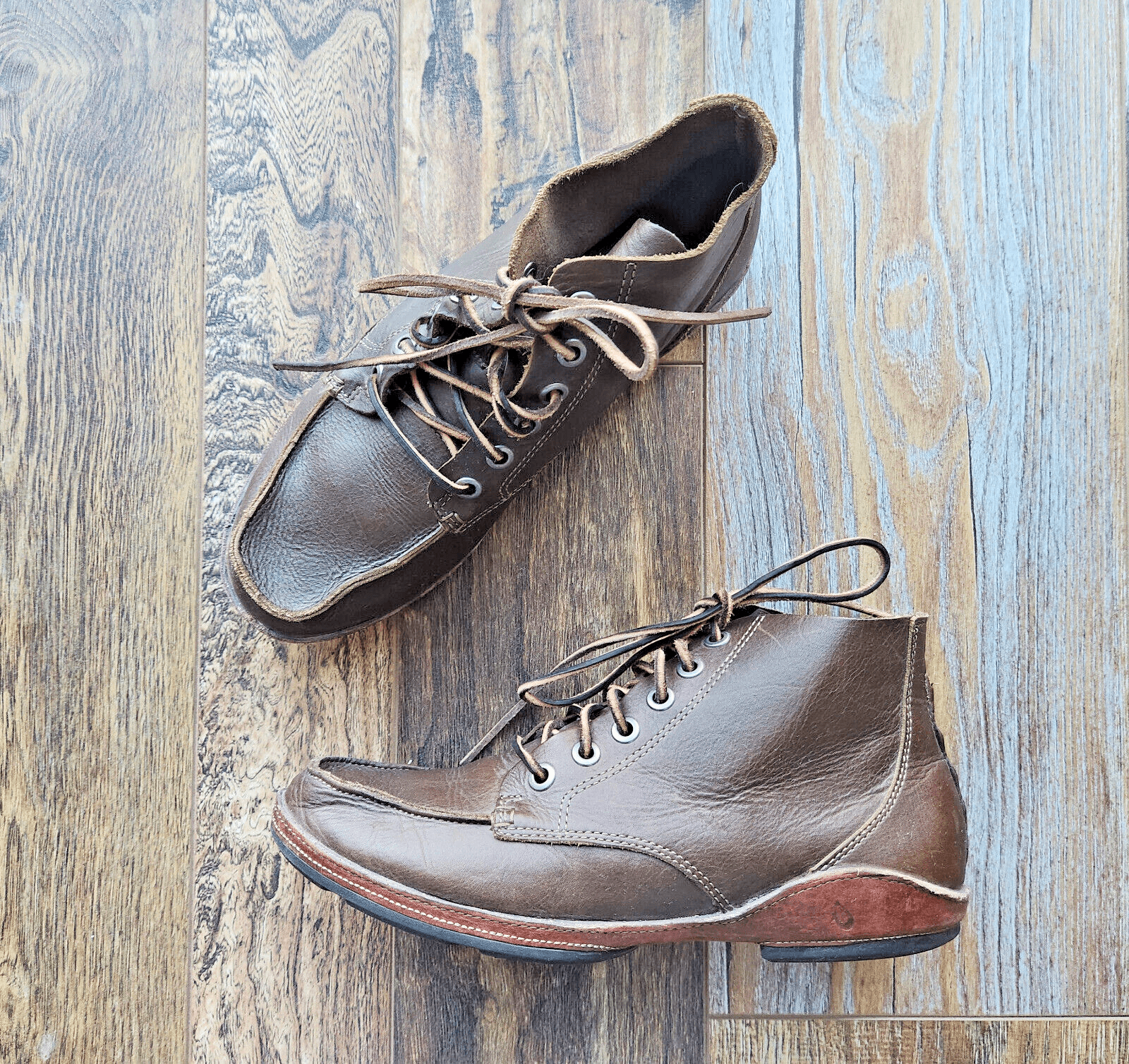 Olukai Ni'O Ankle Boots Lace-Up Waterproof Cushion Footbed Brown Leather Men's 9