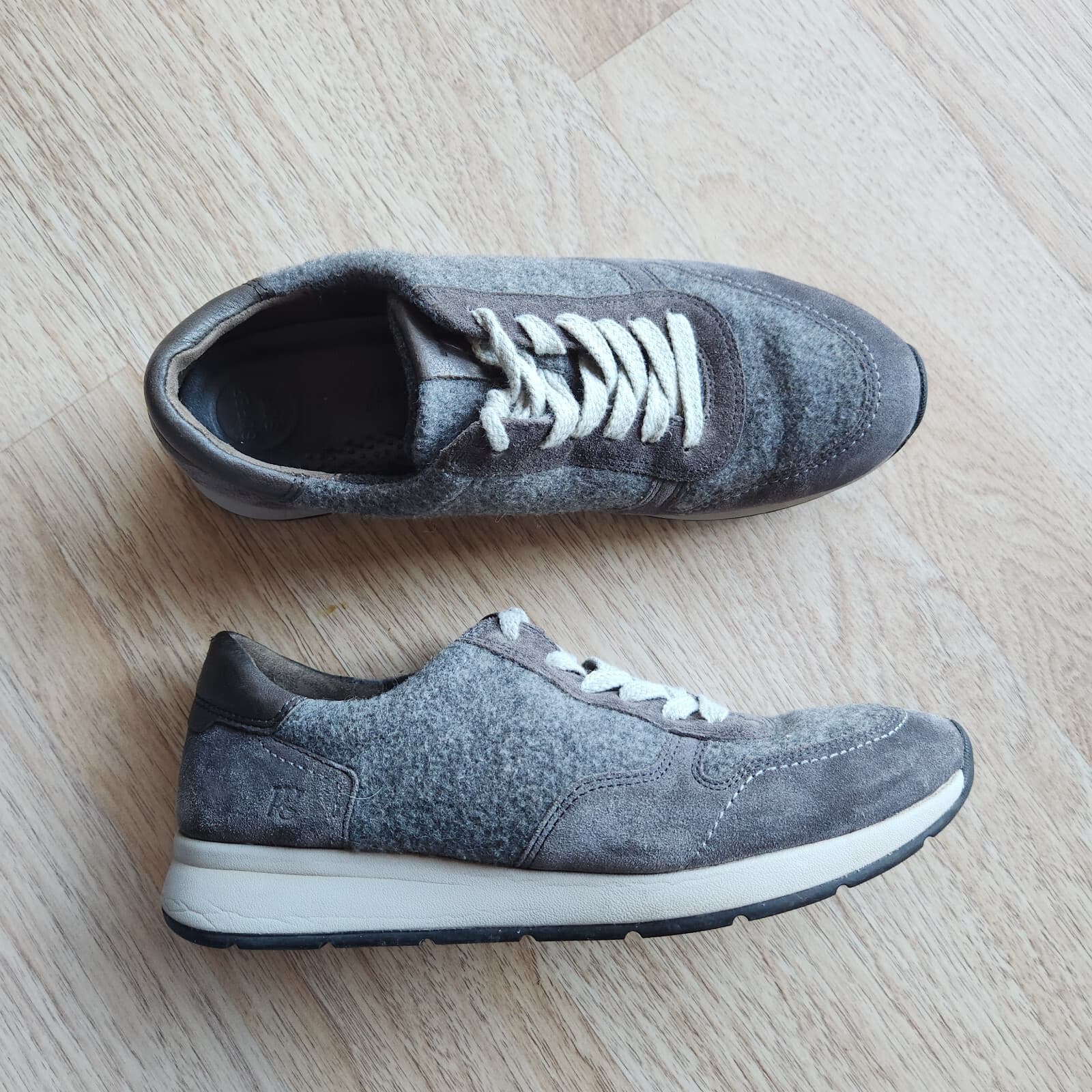 Paul Green Josie Sneakers Merino Wool Suede Super Soft Lace-Up Grey Women's US5