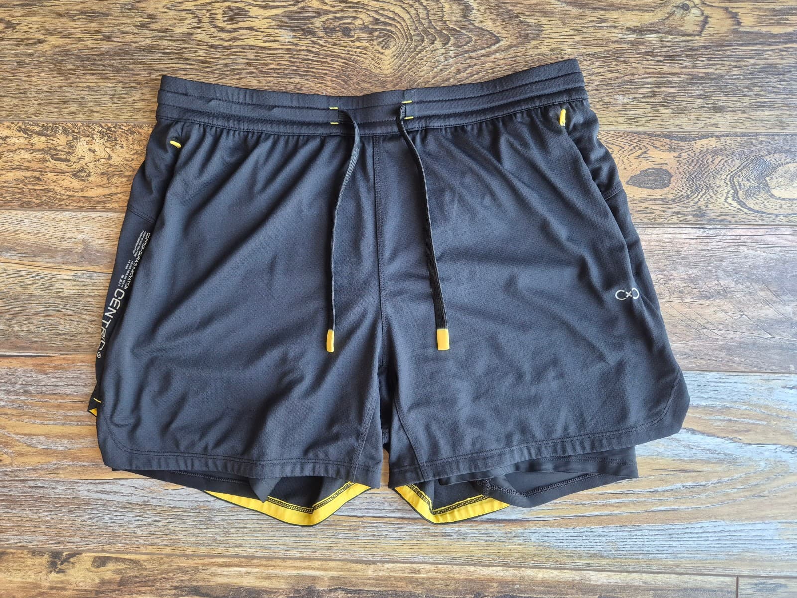 Centric Copper-Dura Limitless Lined Shorts Elastic Wasit Drawstring Black Mens L