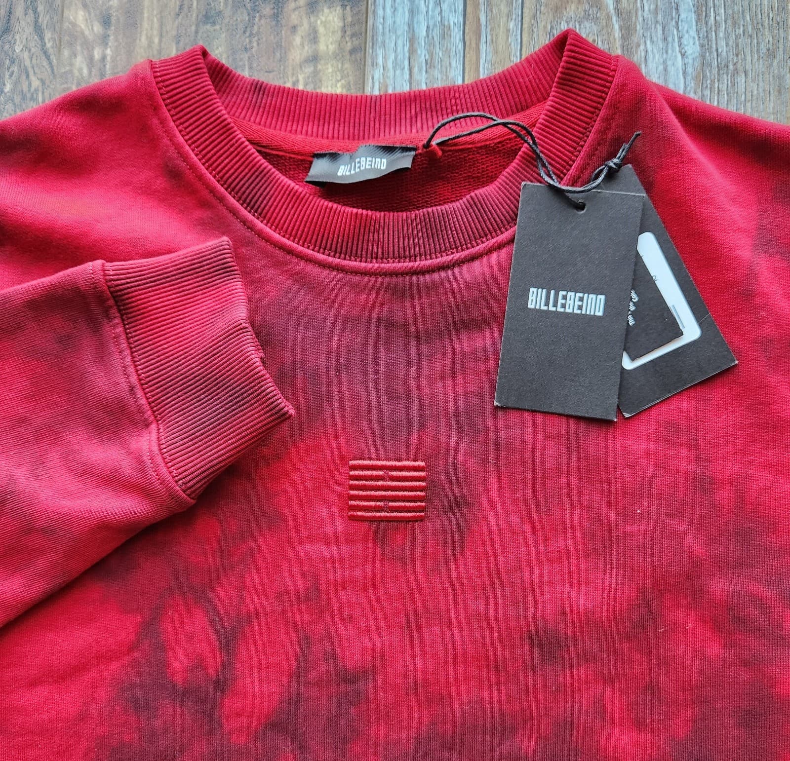 NWT Billebeino Tie Dye Sweatshirt Crew Neck Terry KnitOrganic Cotton Red Men's M