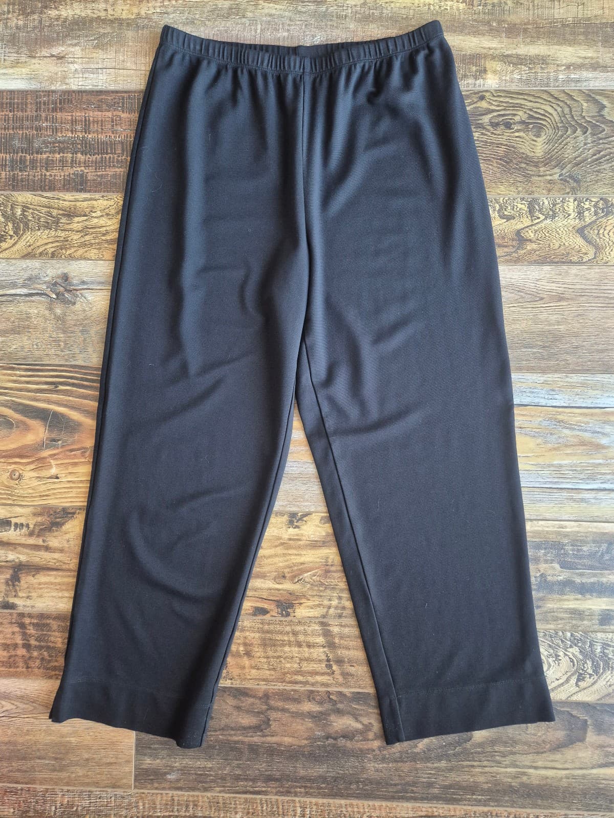 Bryn Walker Comfort Relaxed Modal-Knit Cropped Pants Elastic Waist Black Sz.M