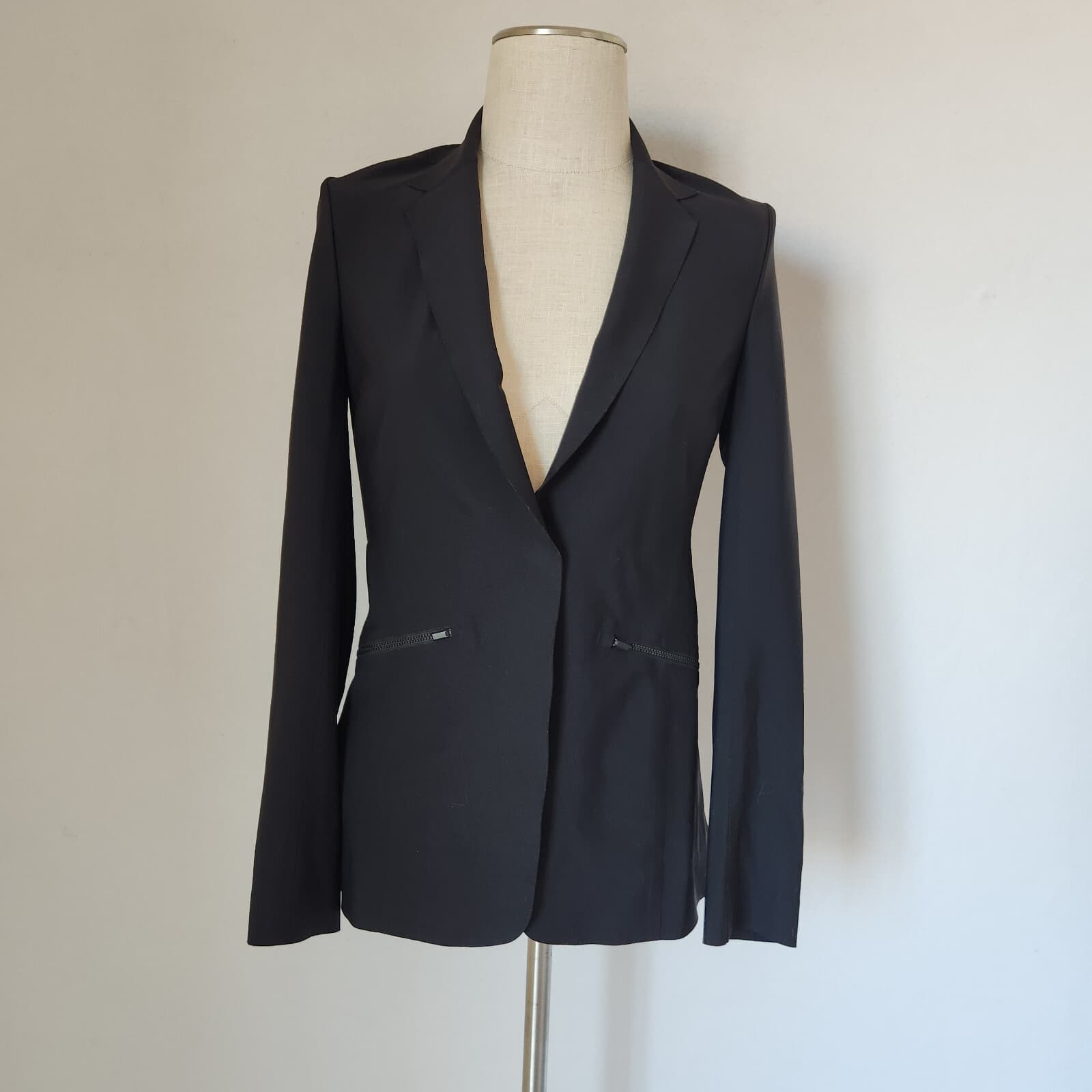 Athleta Interstellar Blazer Traval Career Stretch Snap Zip-Pocket Black Sz.2