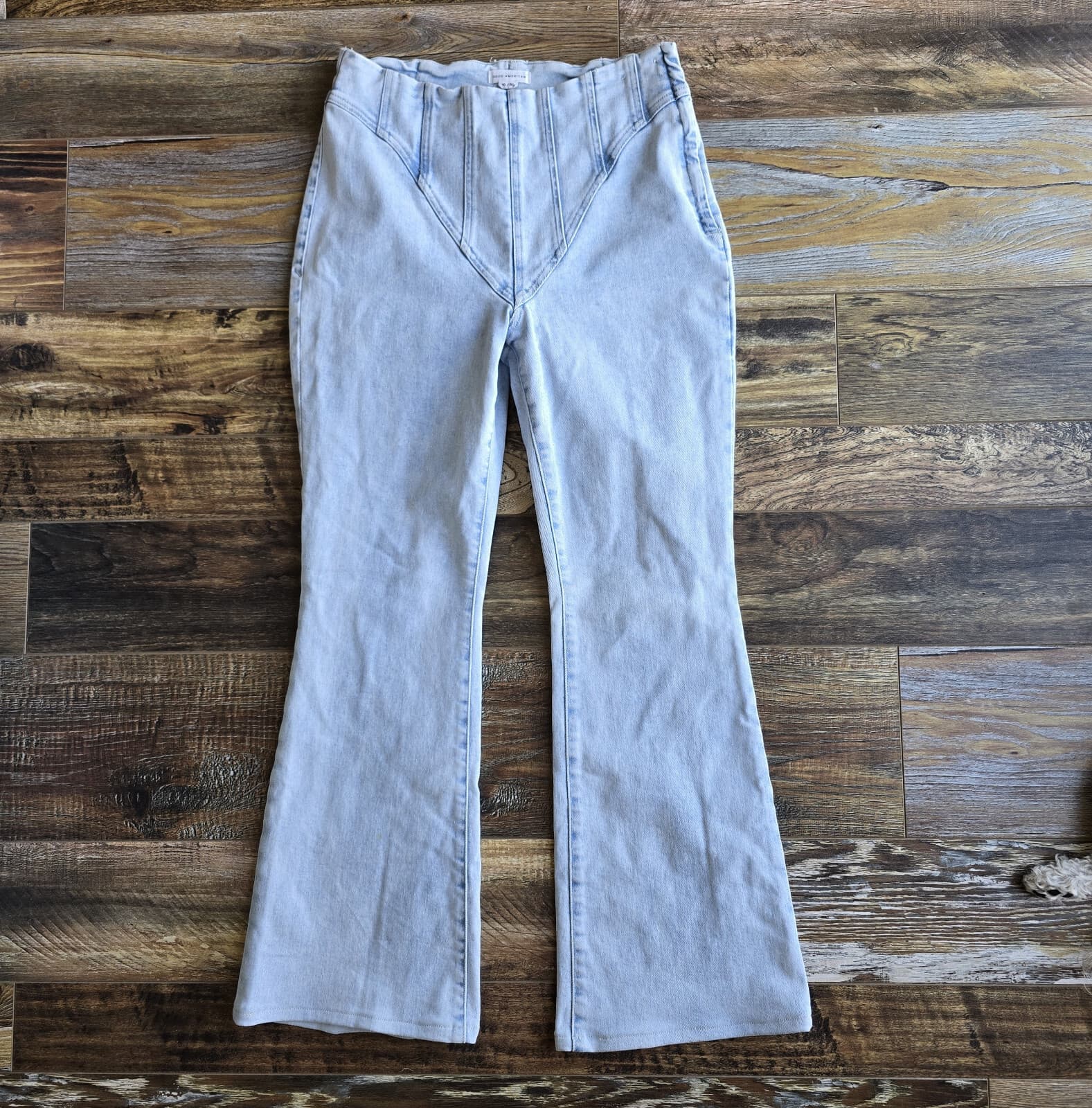 Good American Good Legs Flare Corset Waist Y-York Jeans Light Wash Blue Sz.10/30