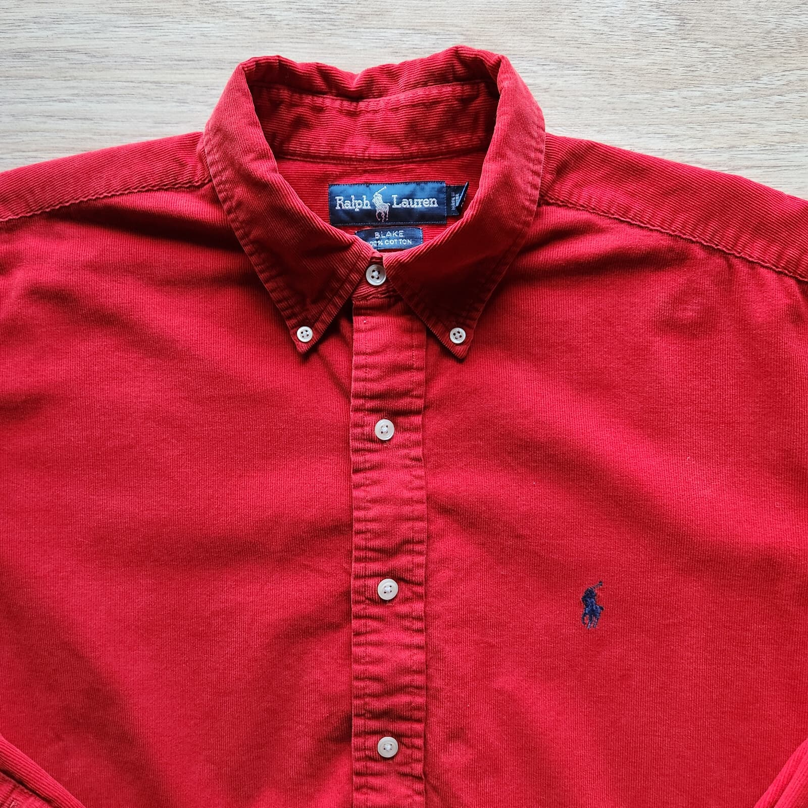 Ralph Lauren Blake Corduroy 100% Cotton Shirt Button-Up Long Sleeve Red Men's XL