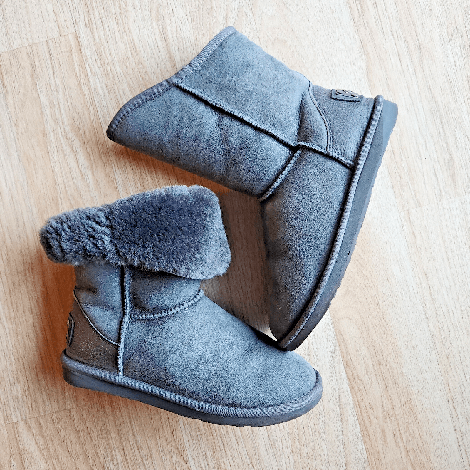 Australia Luxe Collective Sheepskin Suede Cosy Short Winter Boots Grey Women US8