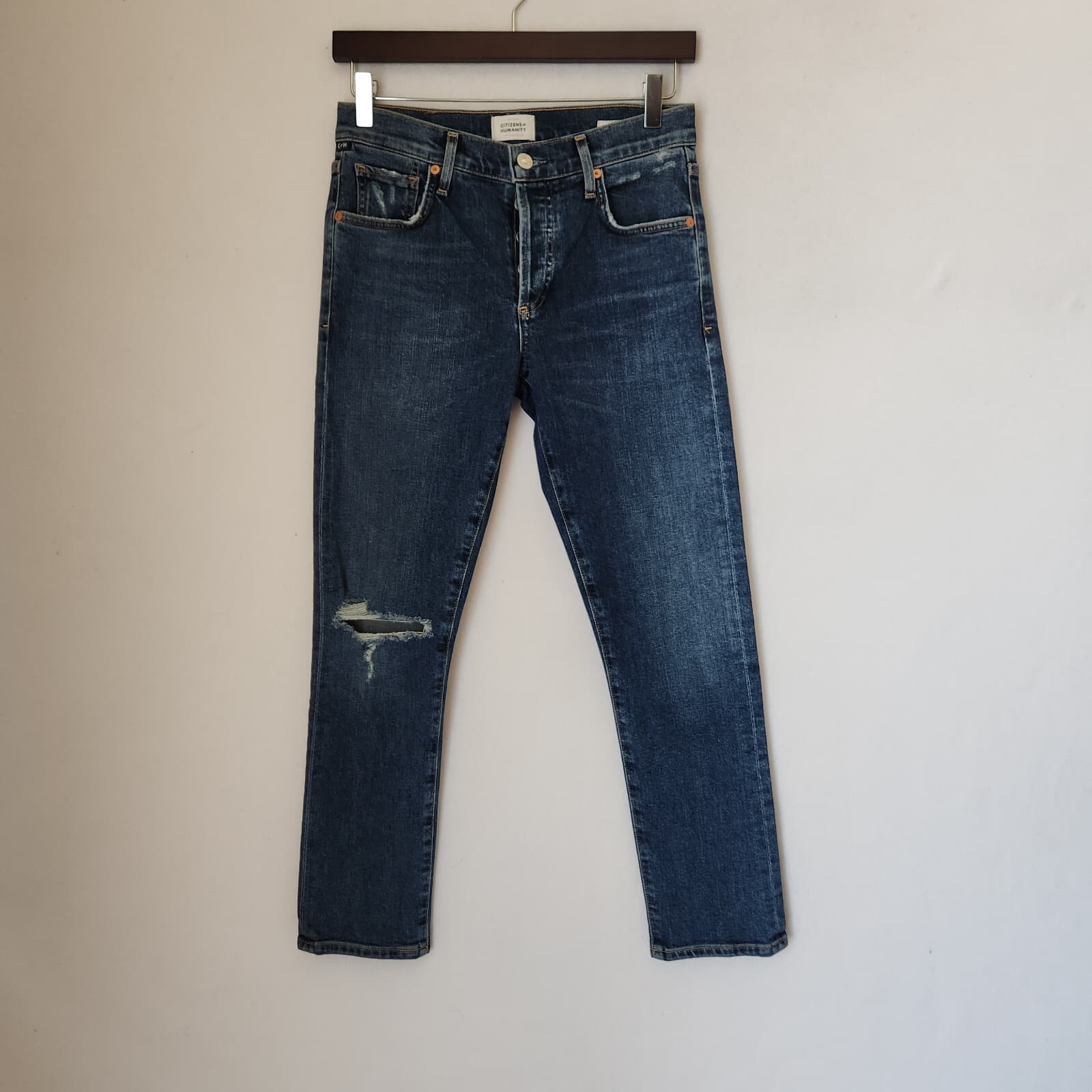 Citizens of Humanity Emerson Slim Boyfriend Distressed Jean Buttonfly Blue Sz.23
