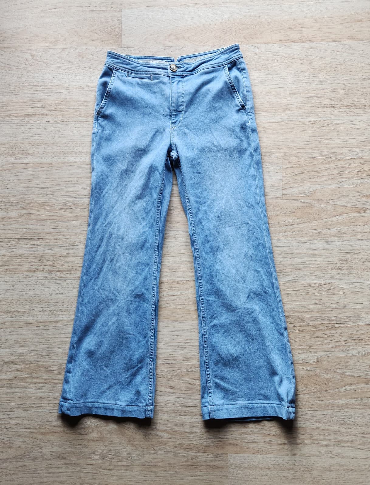 Pilcro and The Letterpress High Rise Bootcut Jeans Zip Pocket Light Blue Sz.27
