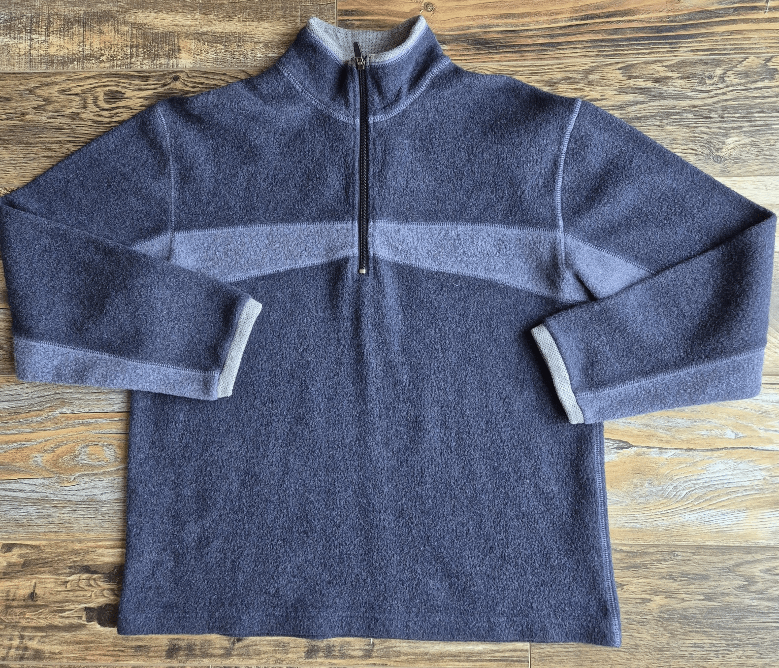 Vintage Eastern Mountain Sports Wool Blend Fleece 1/4 Zip Sweater Blue Men's M