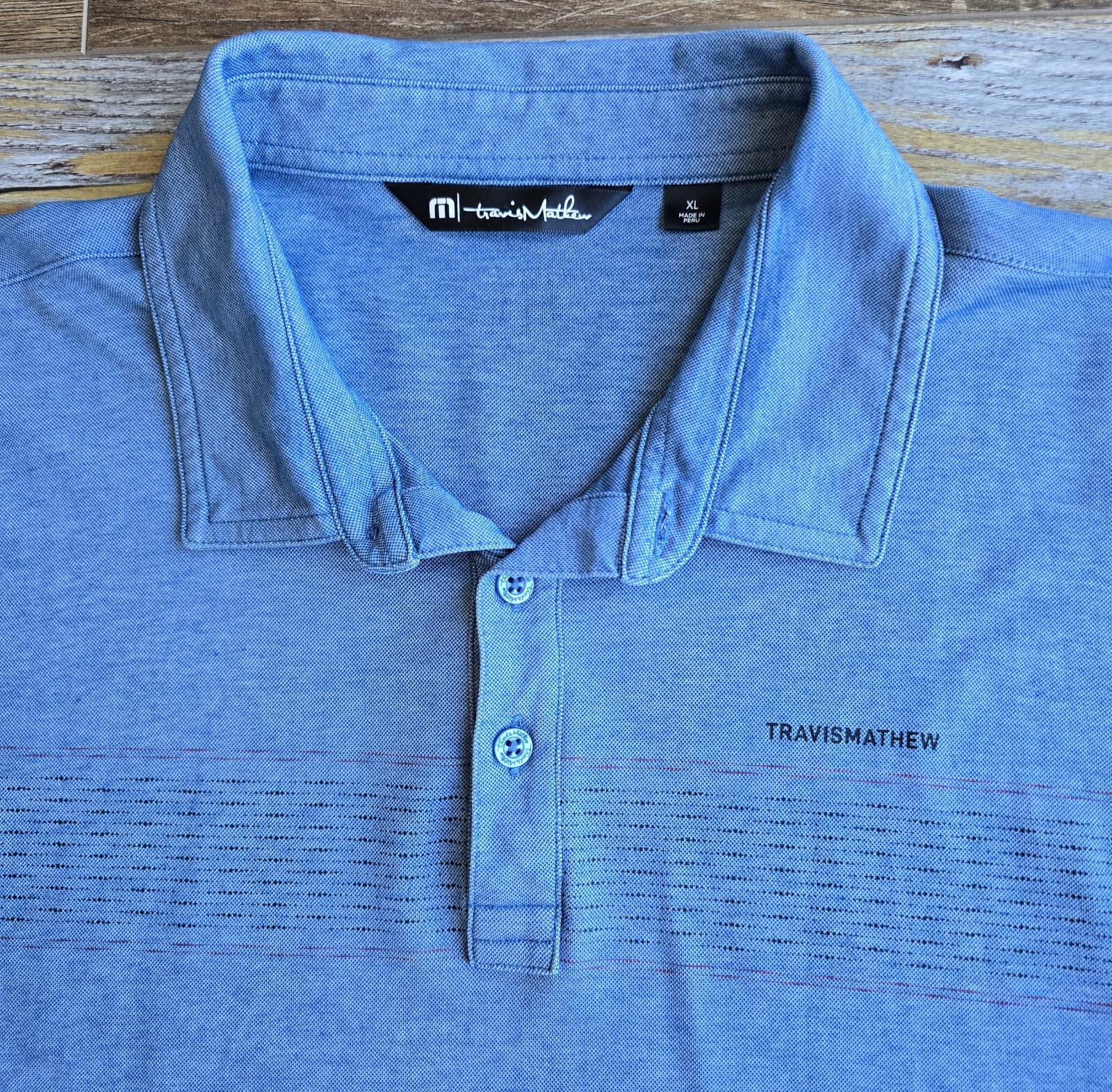 Travis Mathew Island Traveler Polo Shirt Short Sleeve Pima Cotton Blue Men's XL