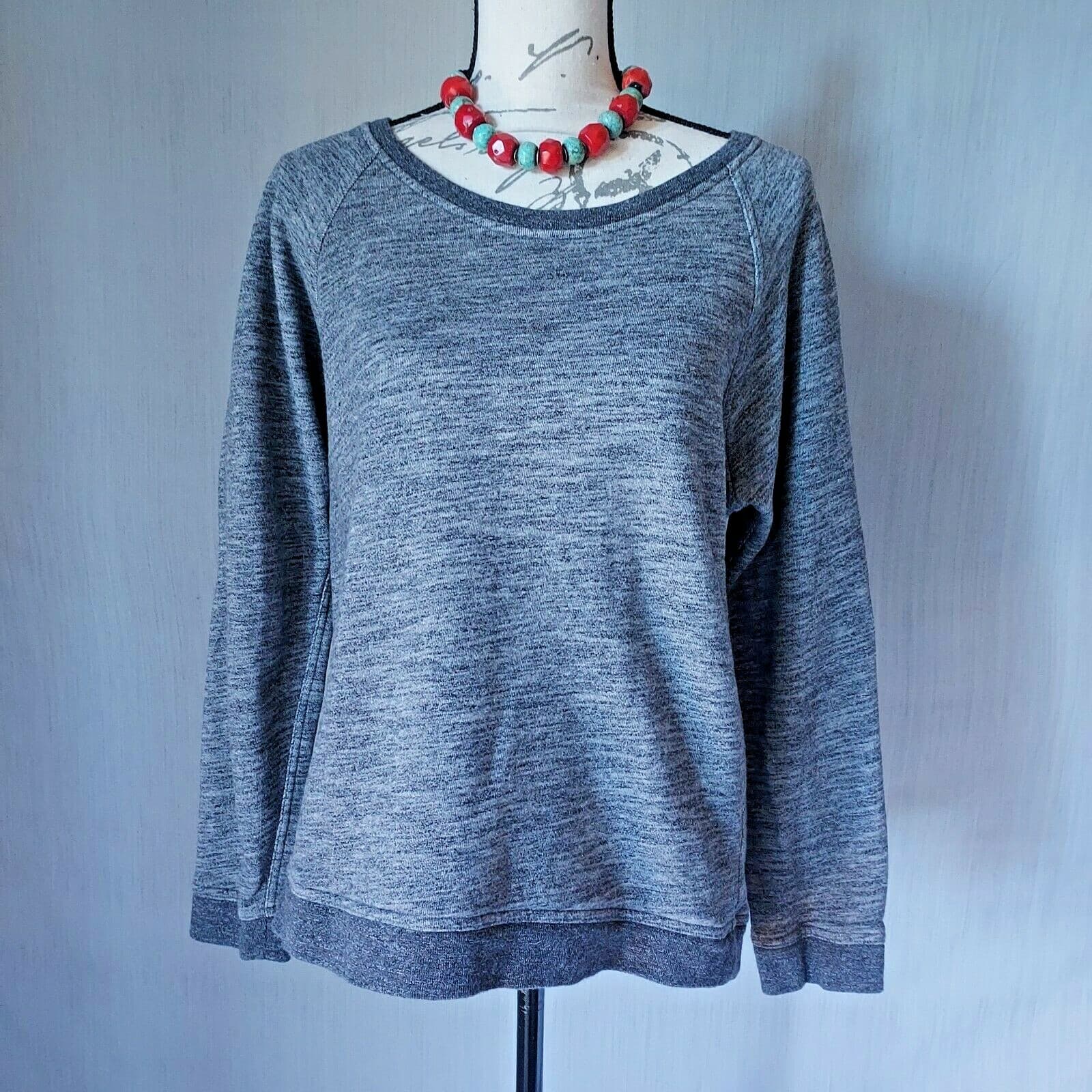 Everlane Heathered Sweatshirt Pullover Scoop Neck Grey 100% Cotton Women Sz.L