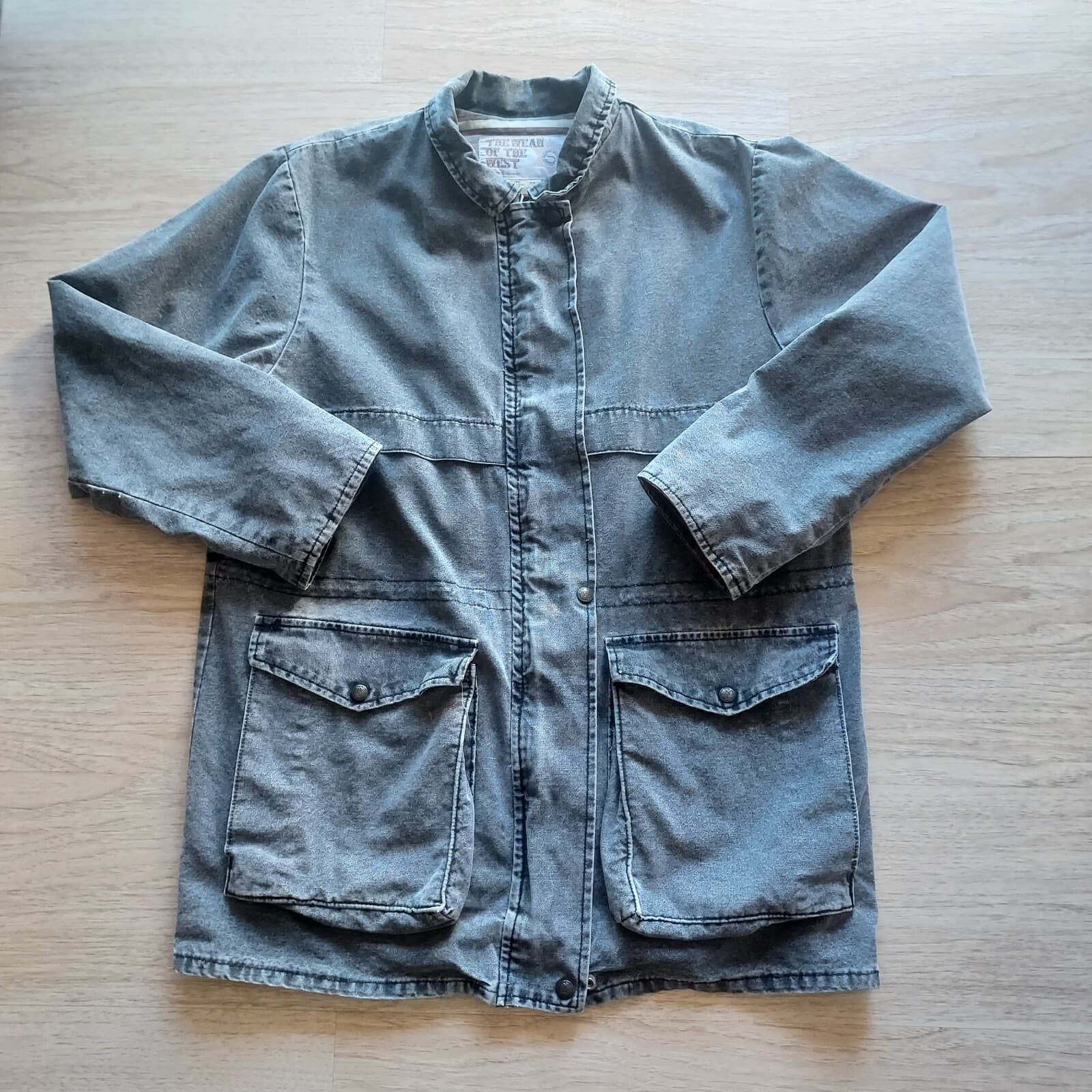 Vintage The Wear Of The West Denim Jacket Zip-Snap Pocket Charcoal M Made in USA