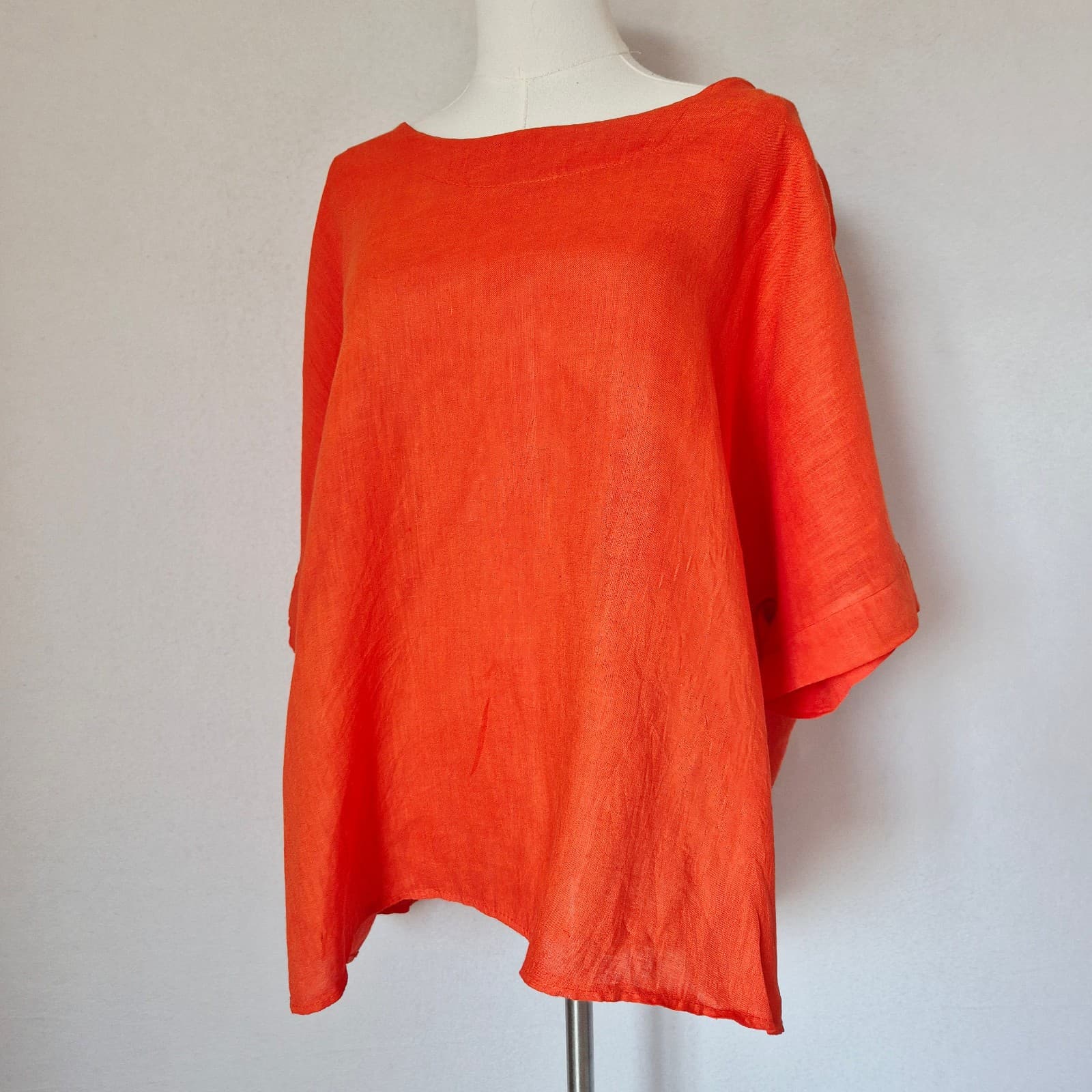 J S Millenium Made in Italy Linen Lagenlook Boxy Popover Top Orange Bust 54" XL