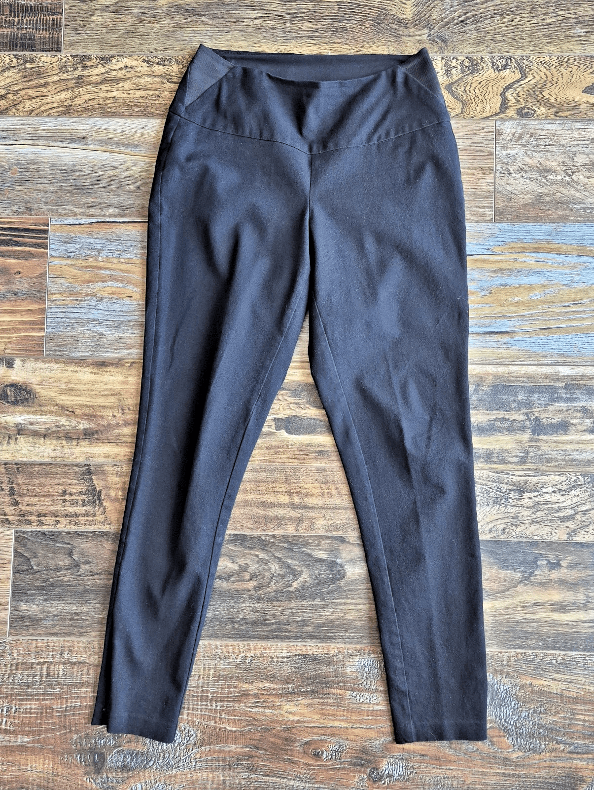 SPANX Tummy Control Ankle-Zip Pull-On Skinny Pants Stretch Black Ponte Women's S
