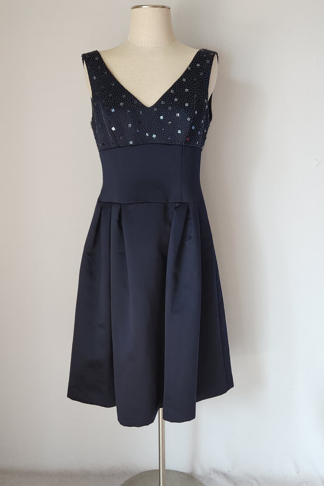 Vintage NWT Talbots Beaded Evening Formal Cocktail Dress Sleeveless Blue Sz.10