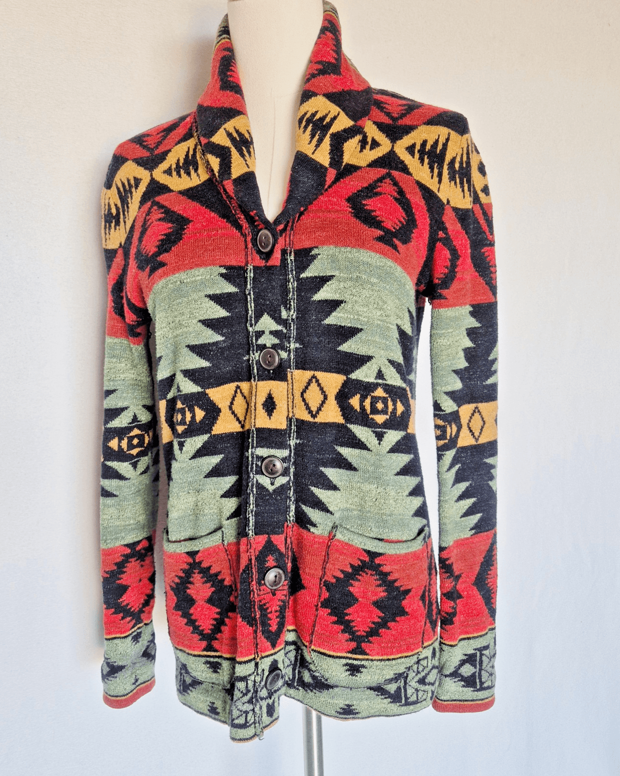 Denim & Supply Ralph Lauren Southwest Aztec Shawl Cardigan Pocket Button Women S
