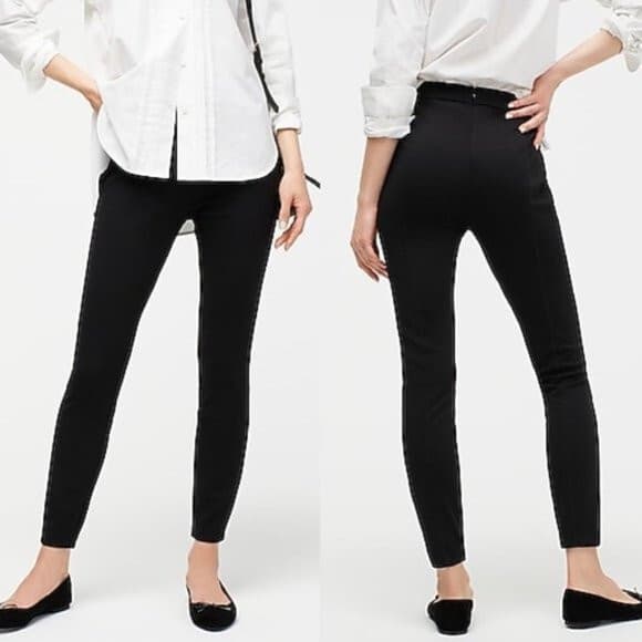 EUC J.Crew Pixie Skinny Stretch Ponte Ankle Pants High Rise Zip Black Women XS