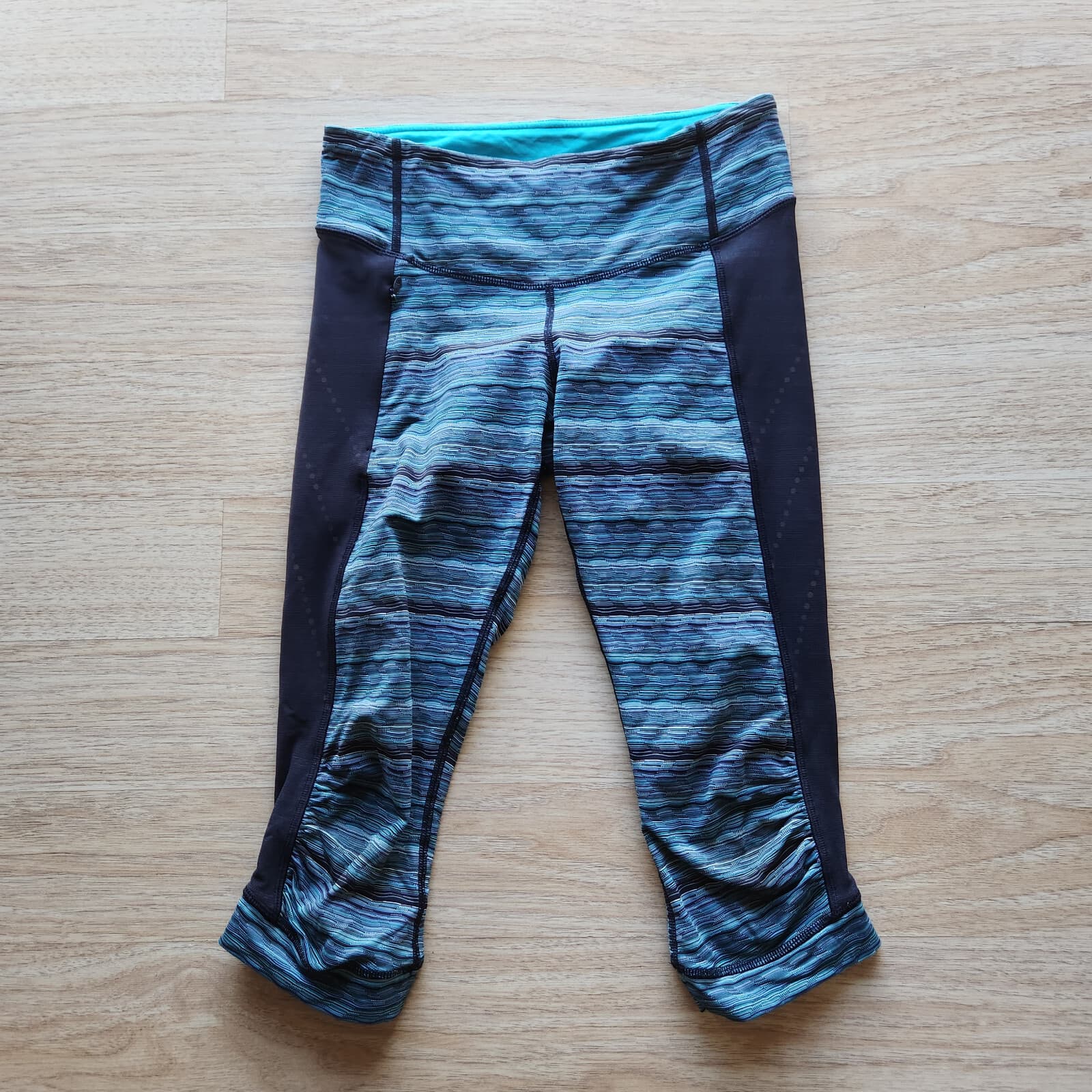 Lululemon Stop At Nothing Croped Legging Zip Pocket Space Dye Twist Blue Women 6