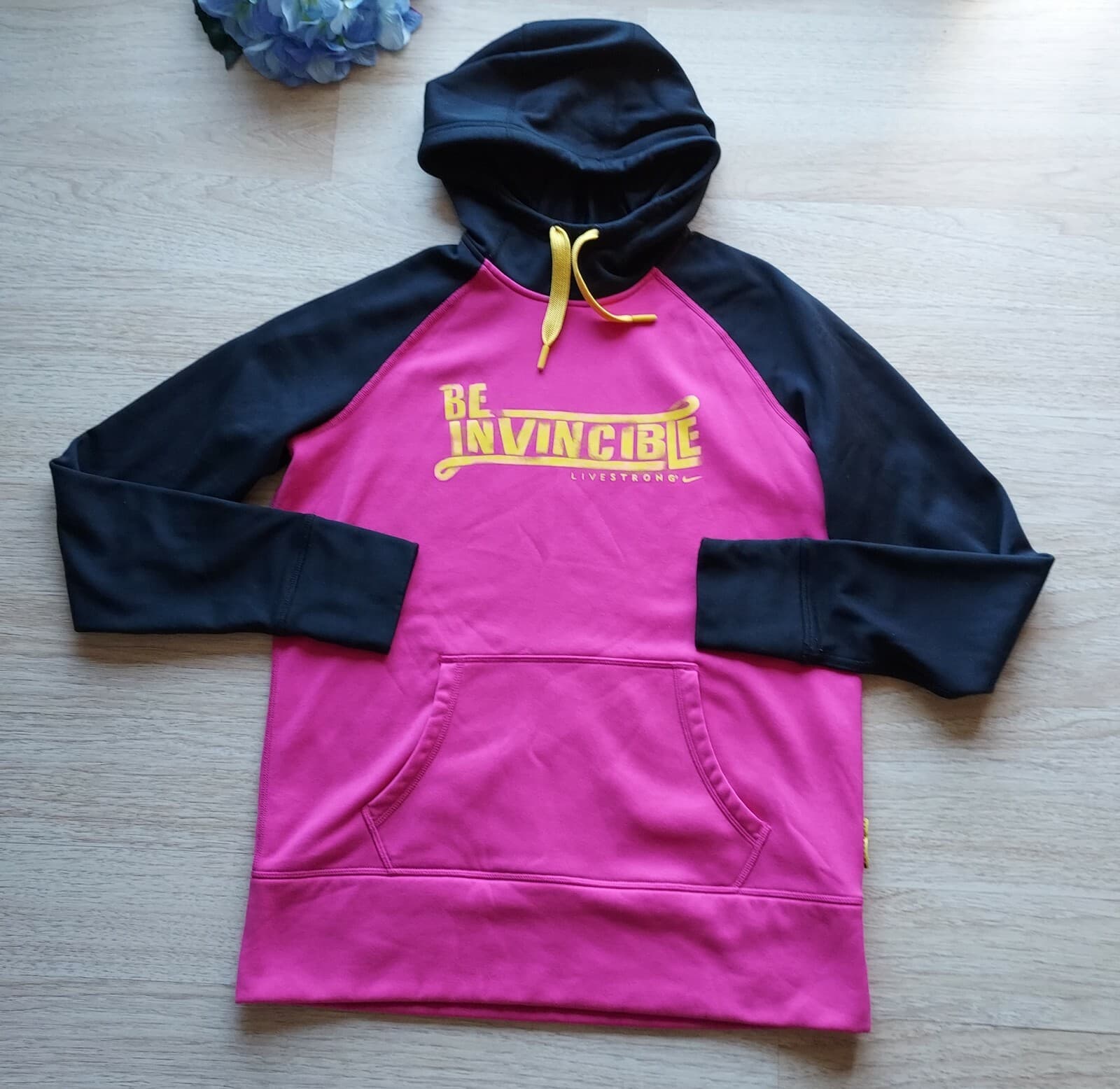 Nike Therma-Fit Fleece Lined Hooded Sweatshirt Graphic Pink-Black Women Sz.L