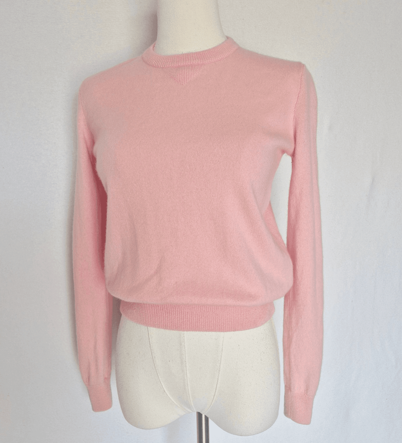 Vintage Ralph Lauren Golf 100% Cashmere Crew Neck Sweater Cuff Hem Pink Womens S