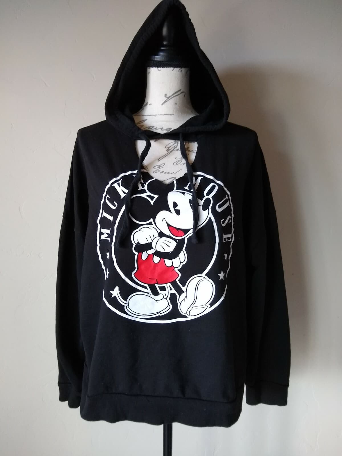 Disney Jerry Leigh Micky Juniors Sweatshirt Hoodie Long Sleeve Black Sz.XXXG-21