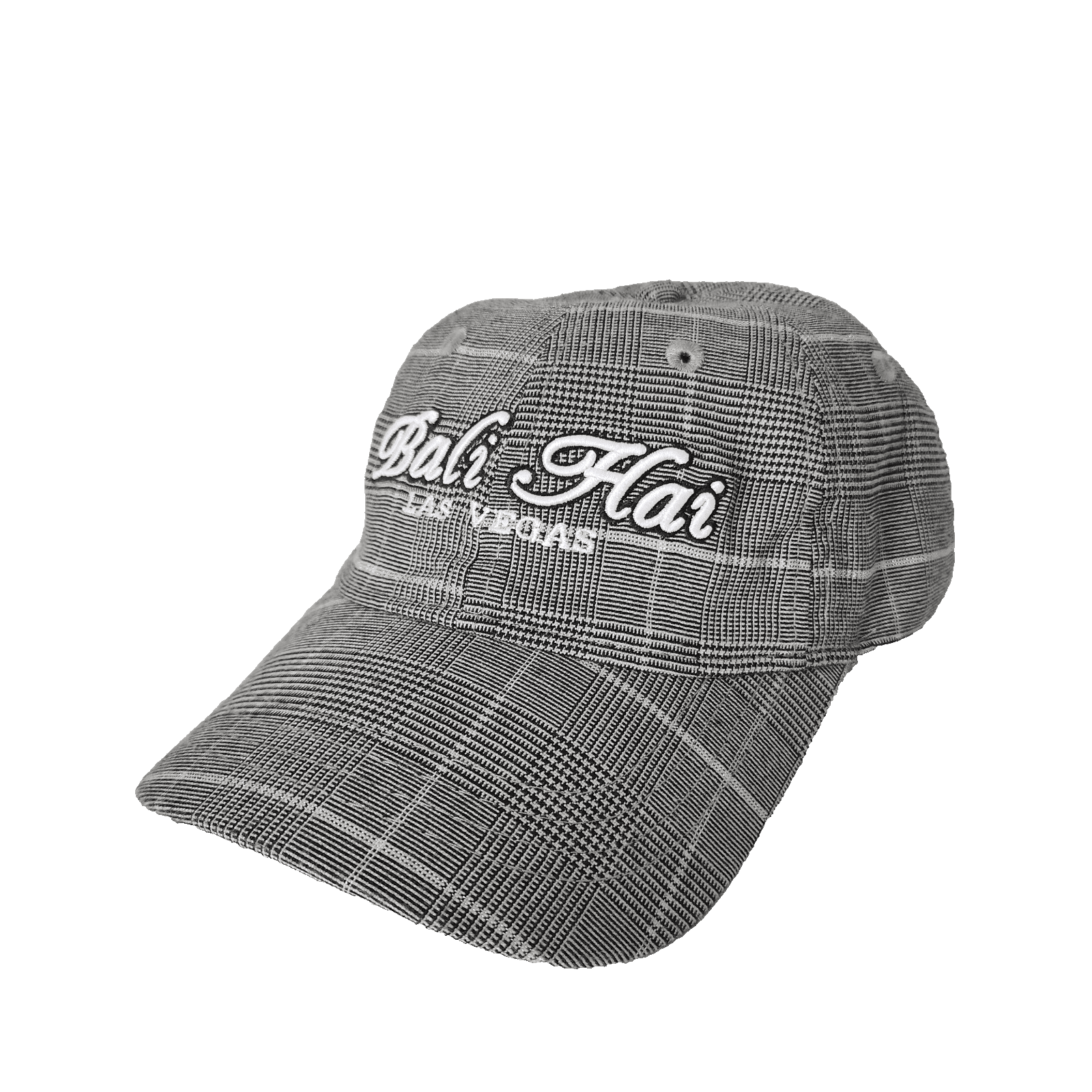 NWoT Legendary Bali Hai Golf Club Las Vegas Hat Adjustable Plaid Gray Glitter