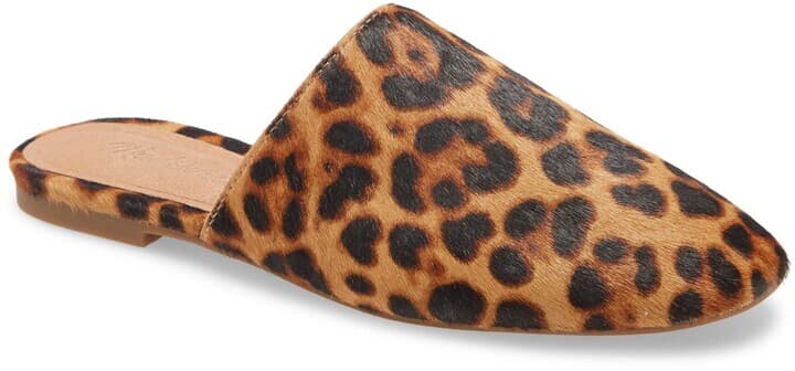 EUC Madewell Cory Mule Leopard Calf Hair Leather Slide-On Shoe Brown Women US7.5