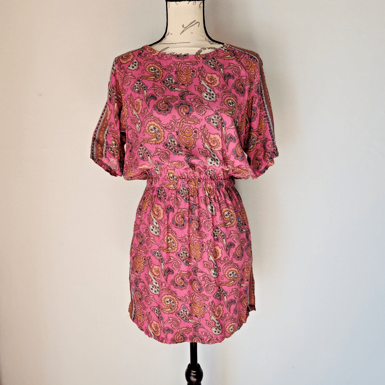 SCOTCH & SODA MAISON SCOTCH Downtown Surf Mini Dress Pink Paisley Women's P'tite