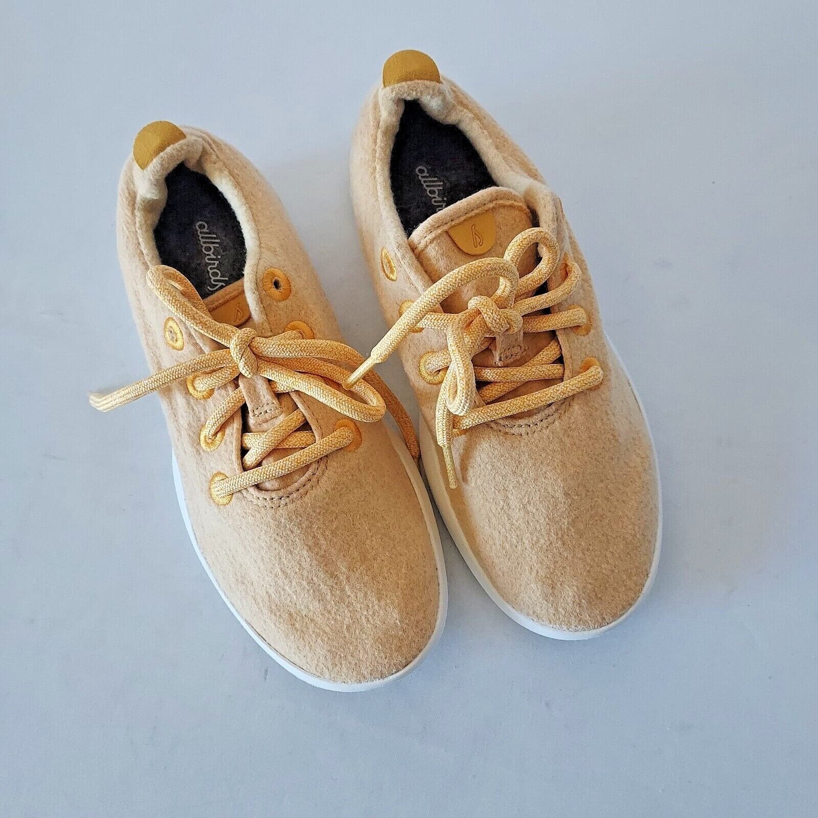 Allbirds Merino Wool Runners Running Shoes Sneakers Lace-Up Yellow Women US7