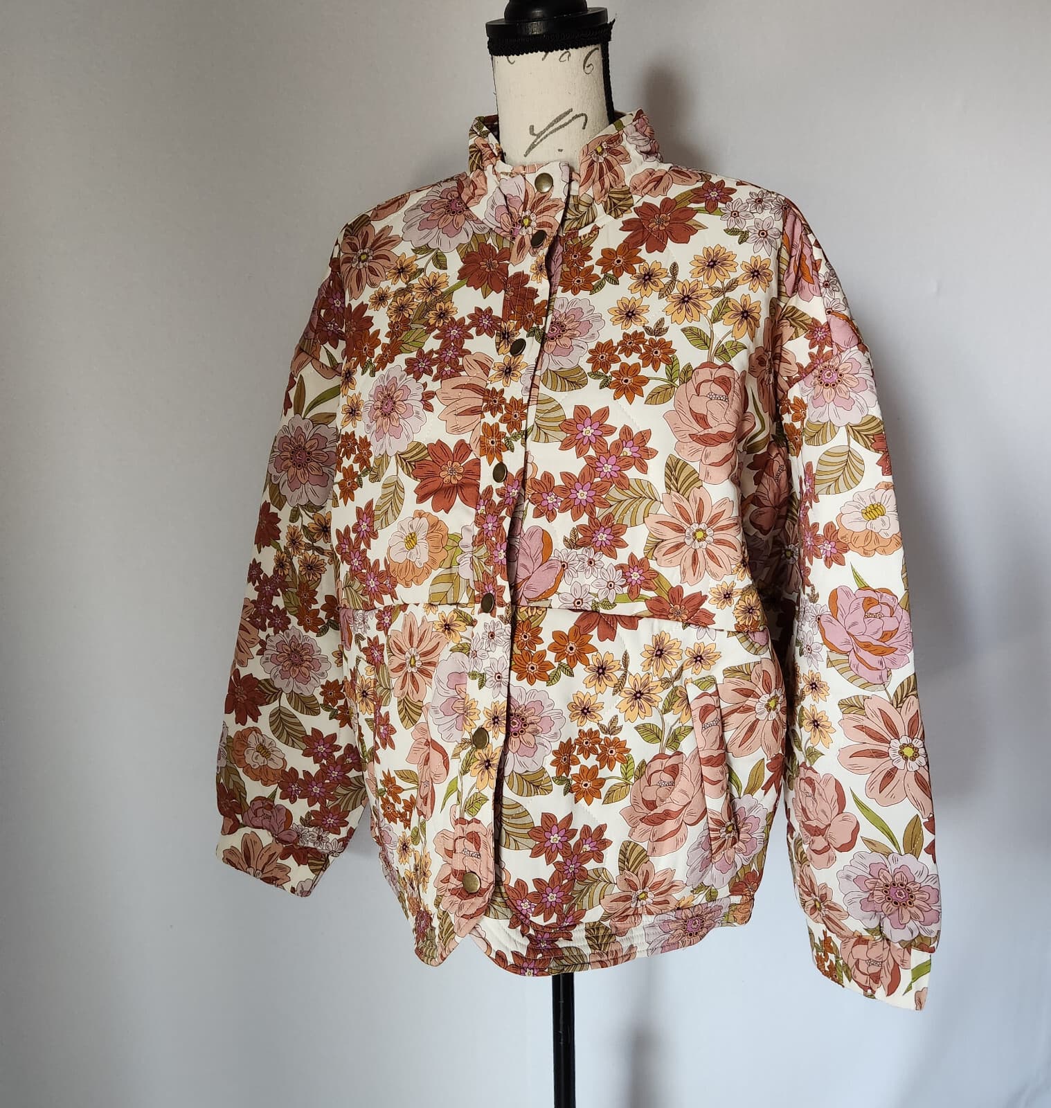 NWT Salt Water Luxe Garden at Dawn Floral Quilted Jacket Snap Pocket Sz.XL $128