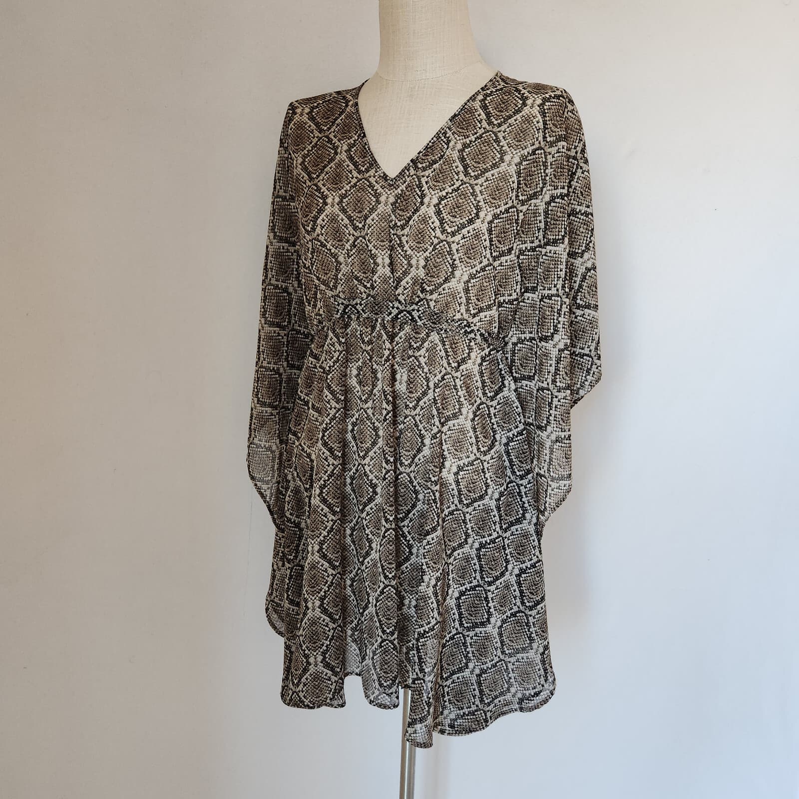 Tommy Bahama Snakeskin Printed Beach Swim Cover Up Sheer Chiffon Brown Sz.S/M