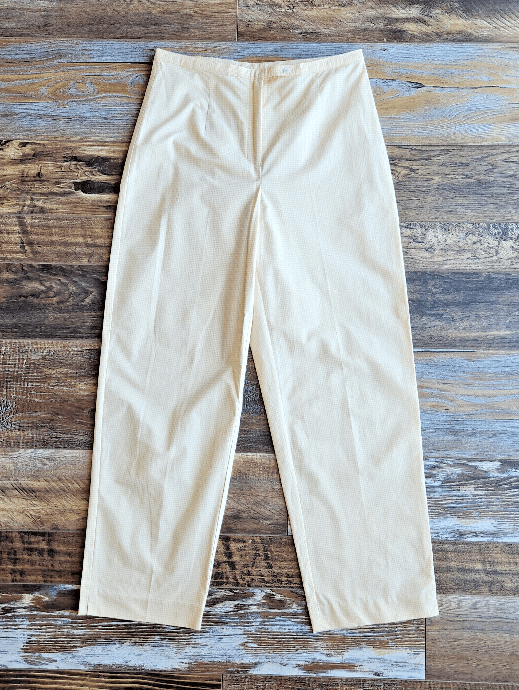 Vintage NWT Talbots Gingham Stretch Tapered Pants Yellow Cotton Blend Women's 10