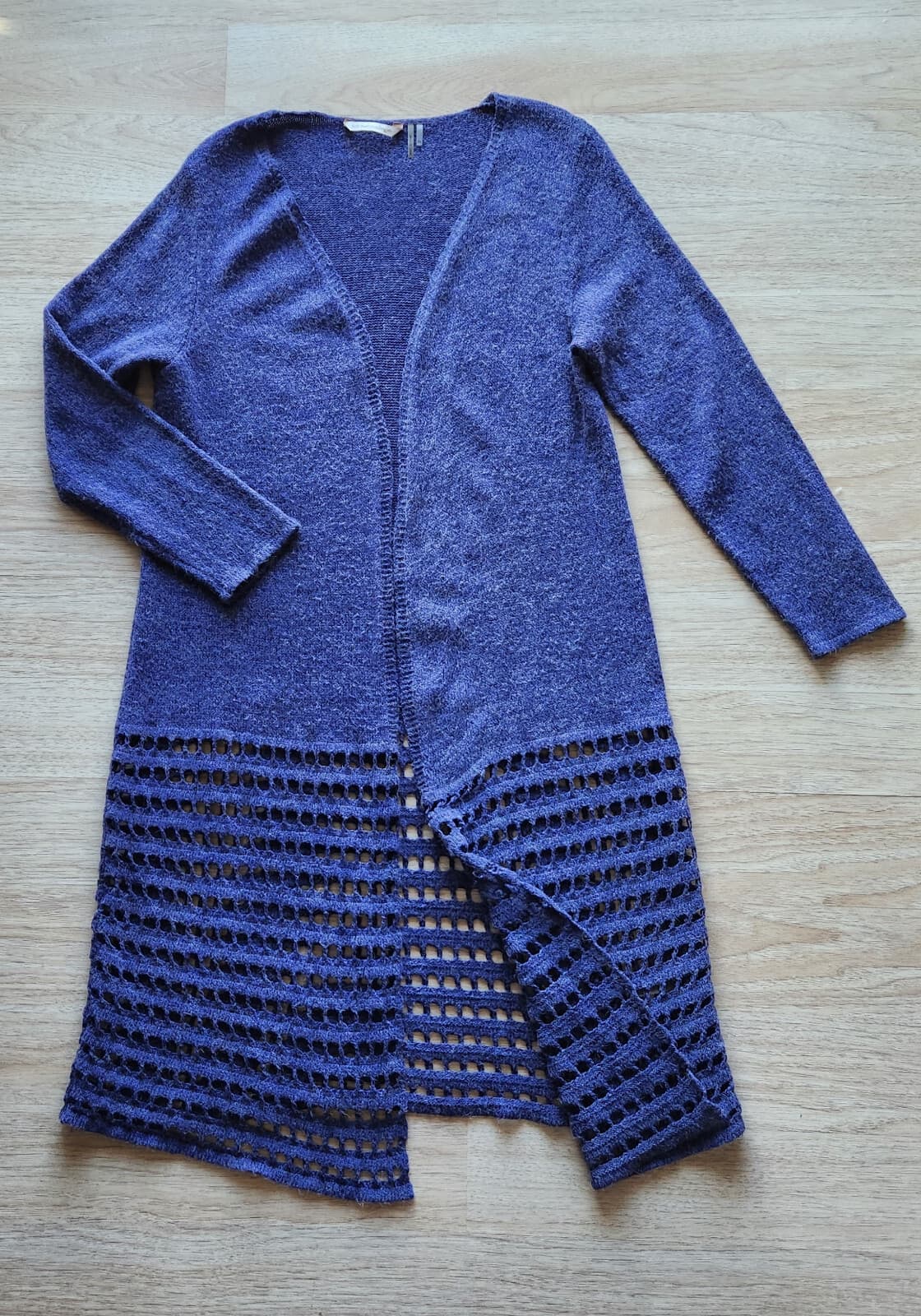 Soft Surroundings Long Duster Open Front Cardigan Acrylic Blue-Purple-ish Sz.PL