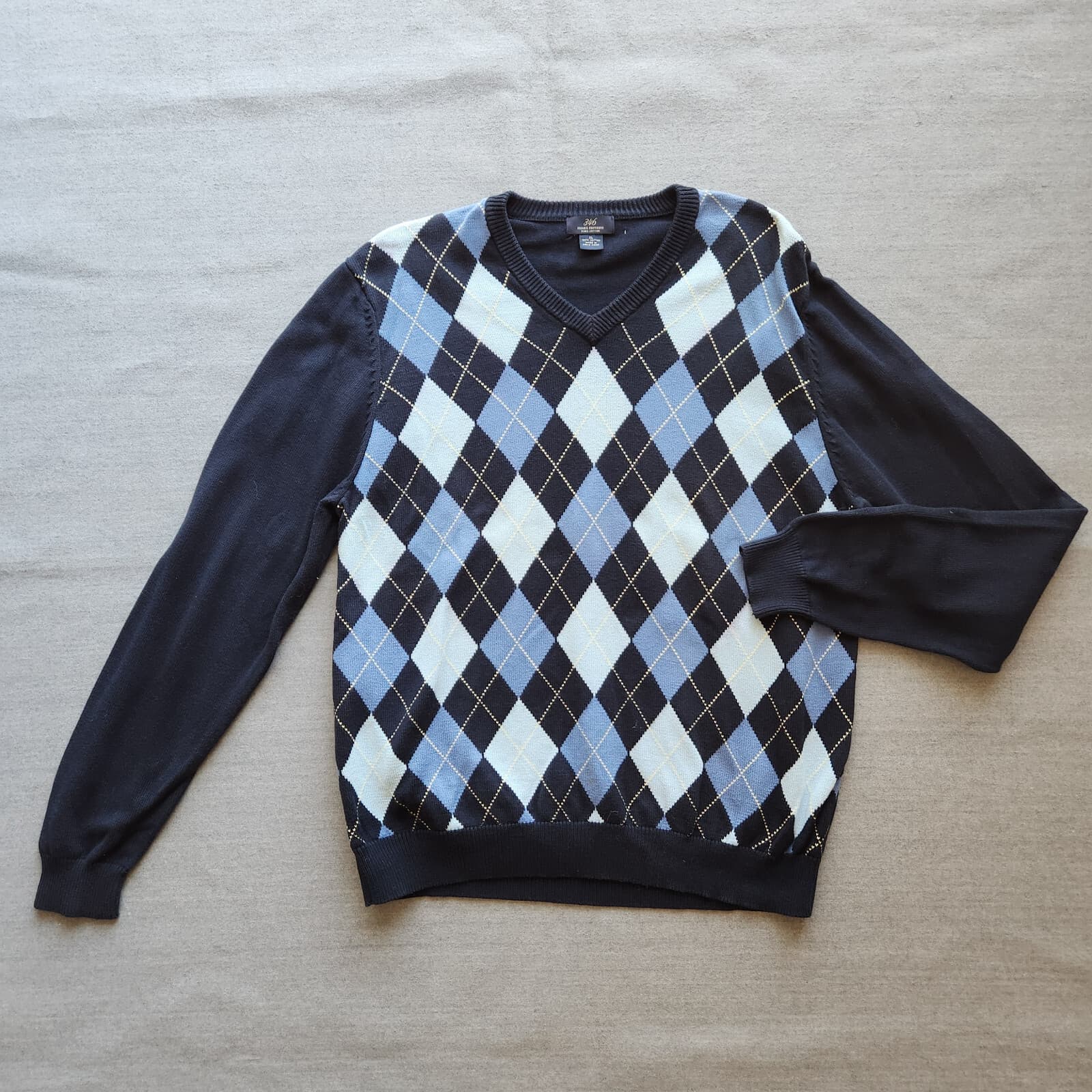 Vintage 346 Brooks Brothers Argyle Pima Cotton Sweater Crew Neck Blue Men's XL