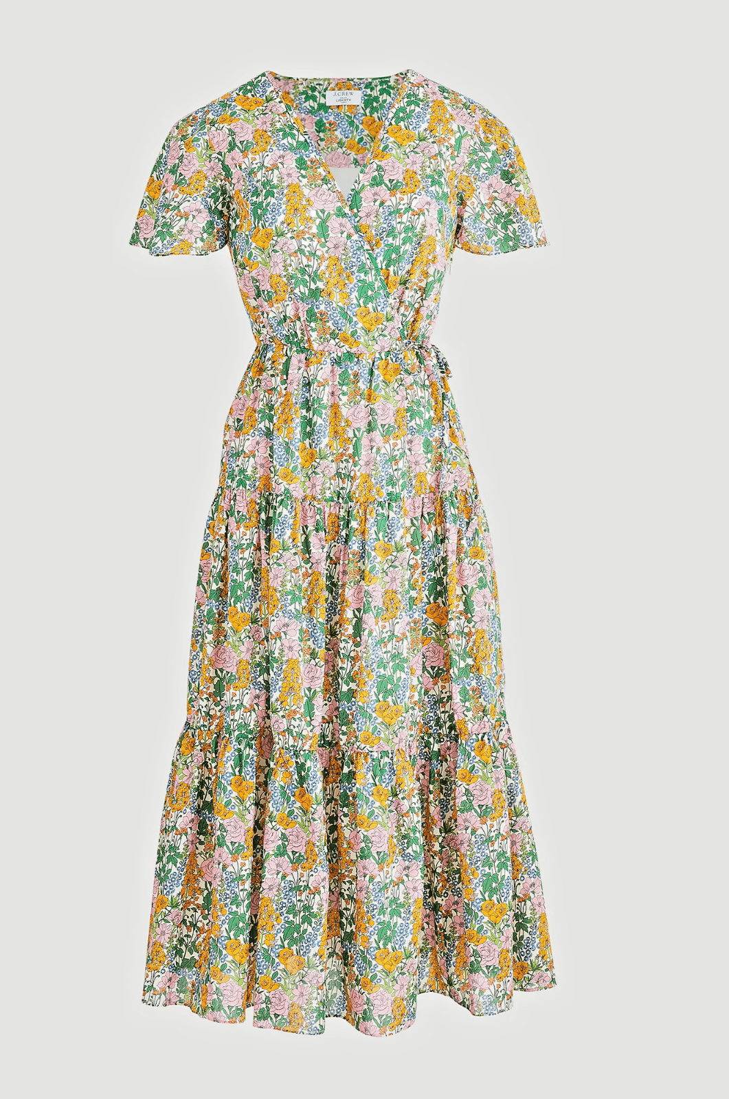 J.Crew x Liberty Faux-Wrap Midi Dress 100% Cotton Liberty Mini Floral Walk Sz.00