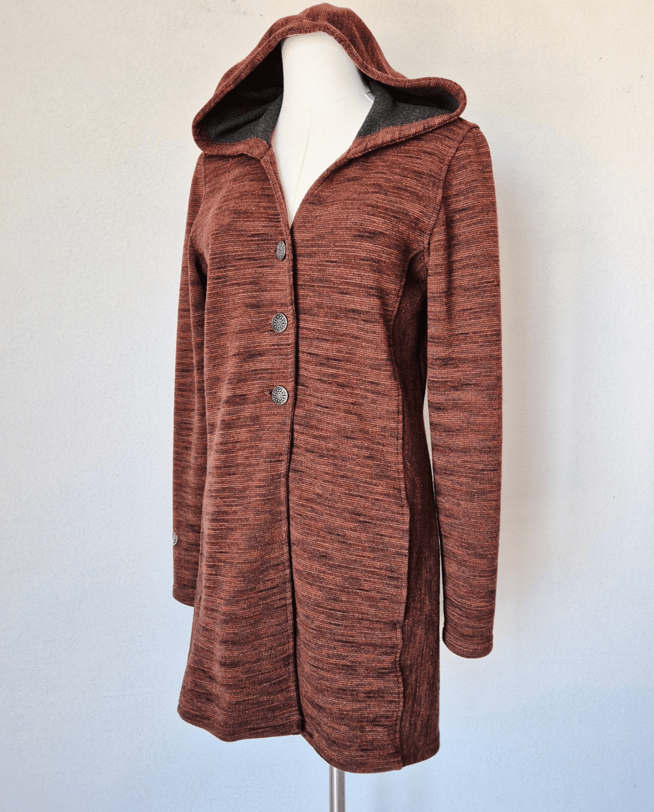 Kuhl Isla Wool Blend Hoodie Long Cardigan Jacket Pocket Burnt Sierra Women's S
