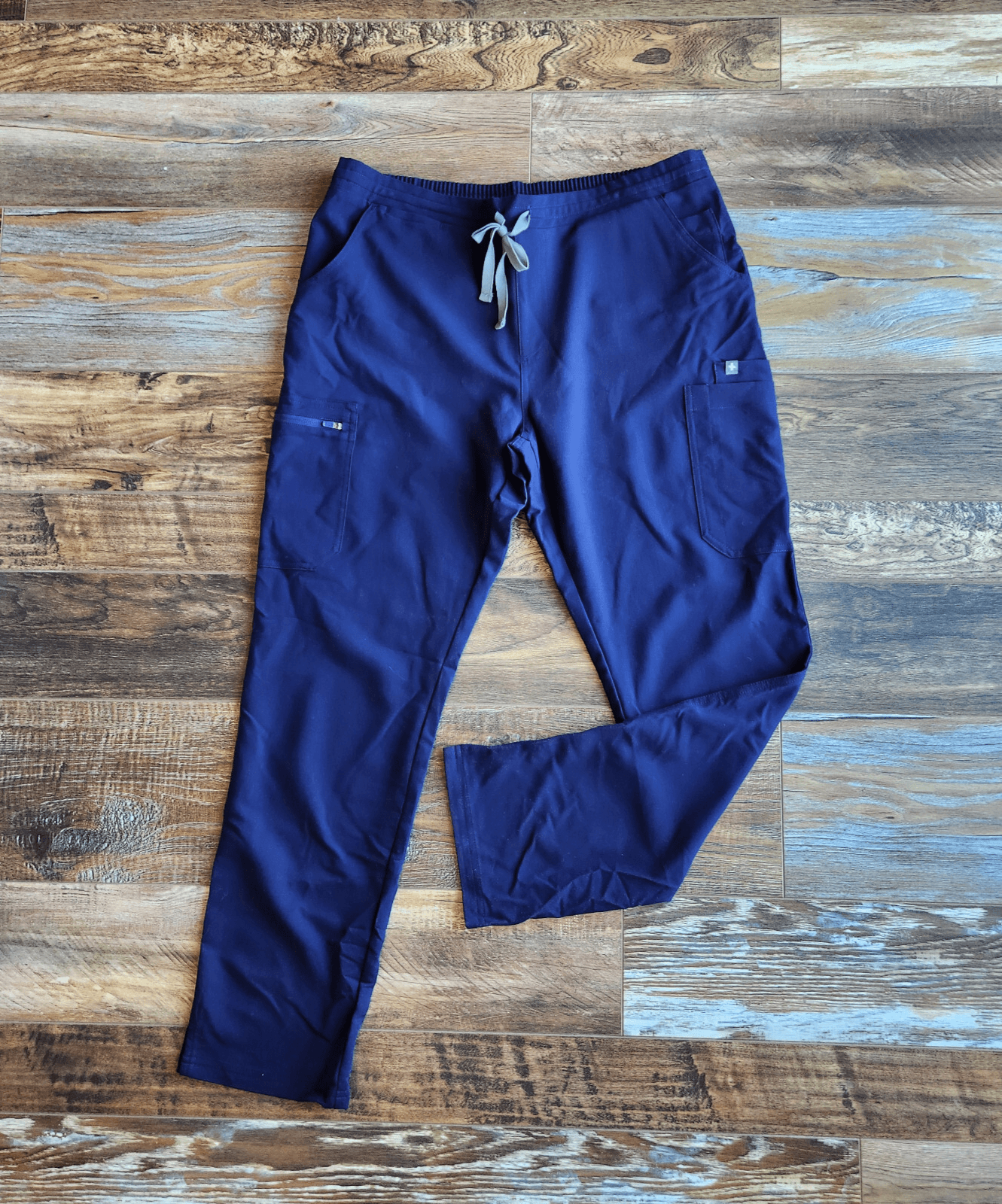 FIGS High Waisted Yola Skinny Scrub Pants 11-Pockets Stretch Navy Blue Women's L