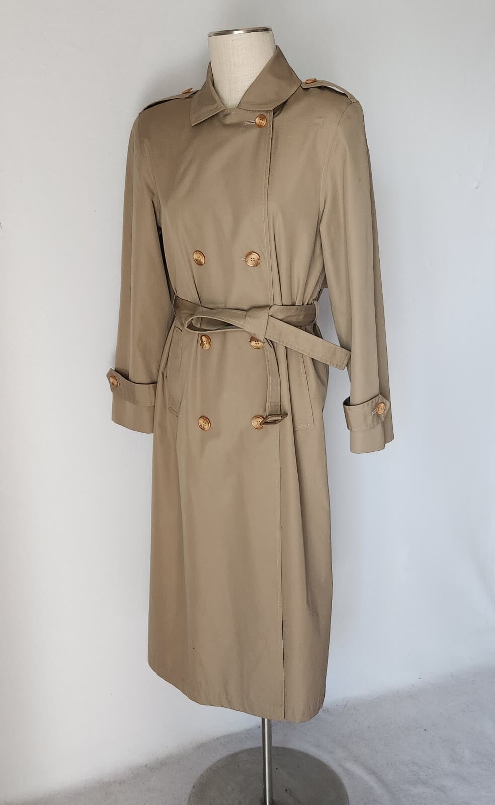 Vintage Forecaster Of Boston Double Breasted Trench Coat Belt Khaki Women's 7/8