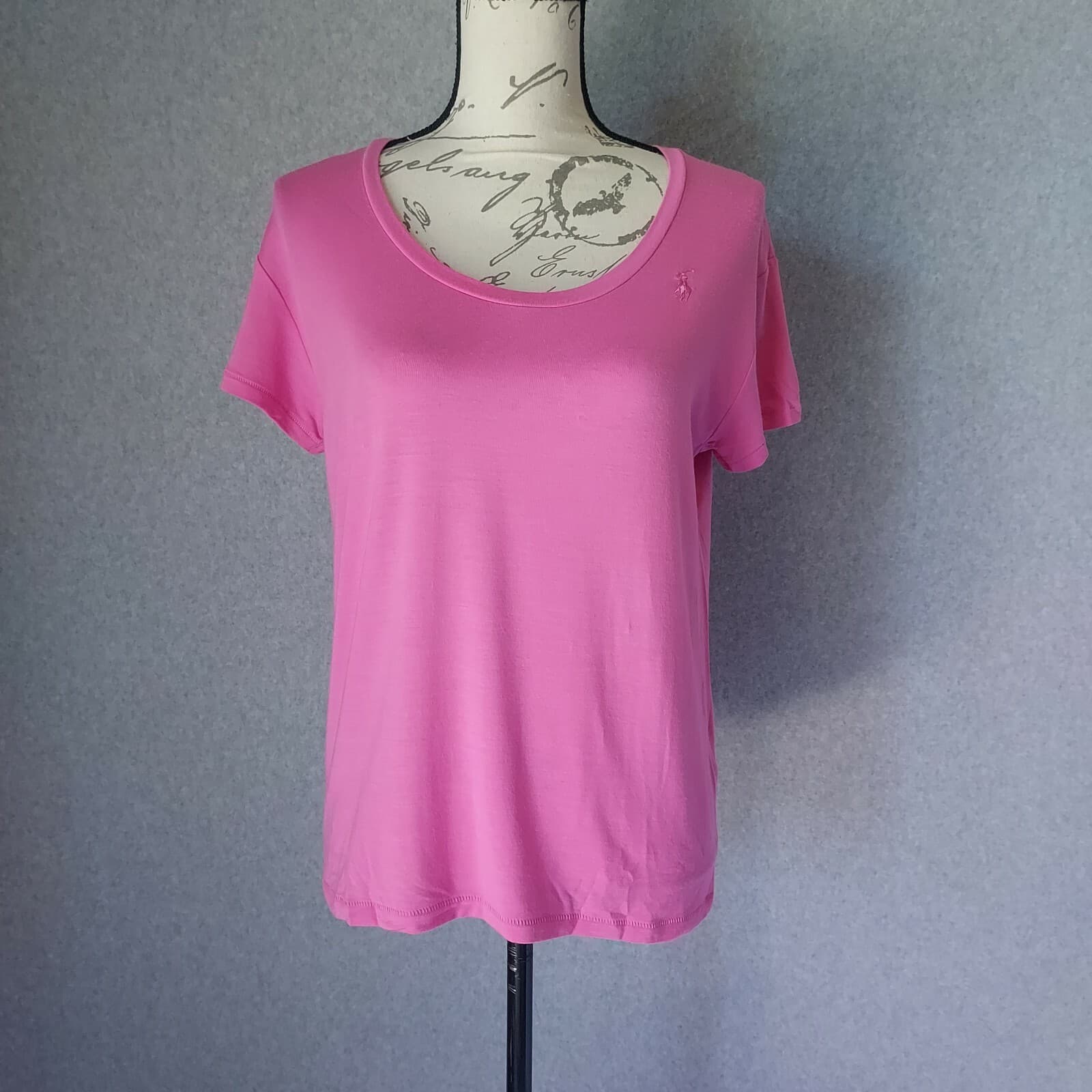 Ralph Lauren Sport T-Shirt Short Sleeve Scoop Neck Pink Lyocell Blend Women Sz.S