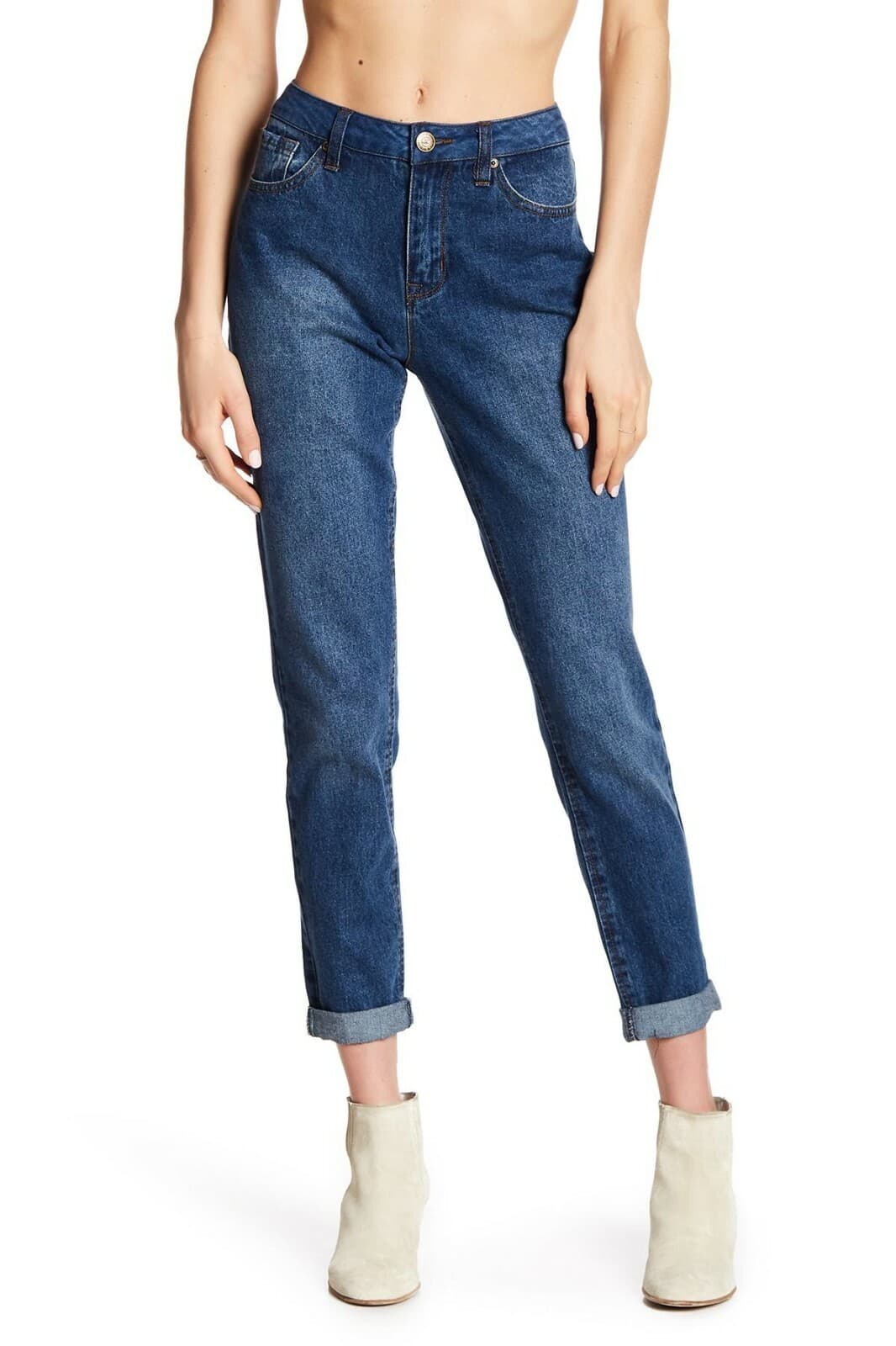 NWT Seven7 High Rise Tapered Skinny Vintage Mom Jeans Blue 100%Cotton Women Sz.6