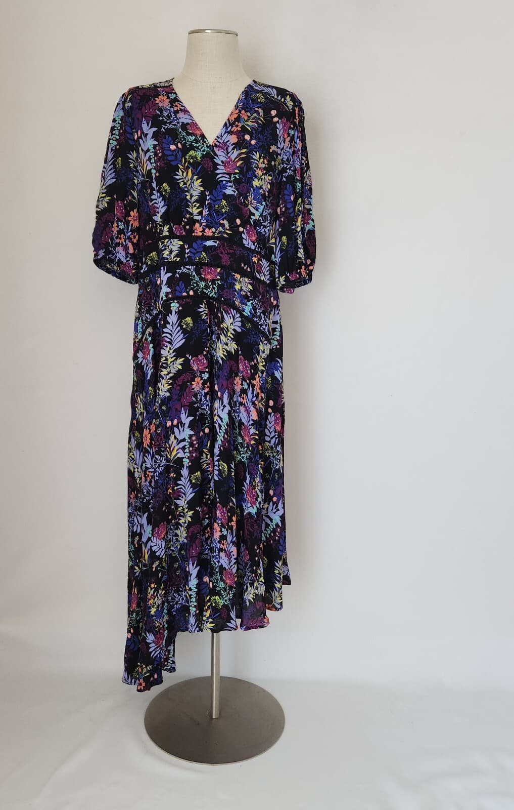 NWoT Soft Surroundings Florencia Floral Asymmetrical Dress Chiffon Multicolor 14