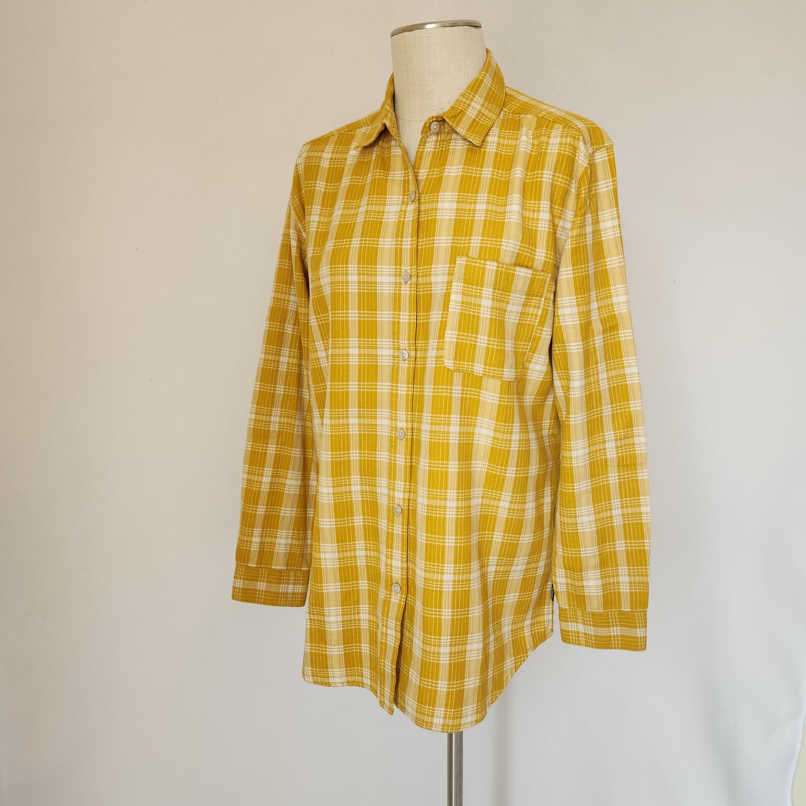 NWoT The North Face Boyfriend Plaid Button-Down Shirt Long Sleeve Yellow Women M