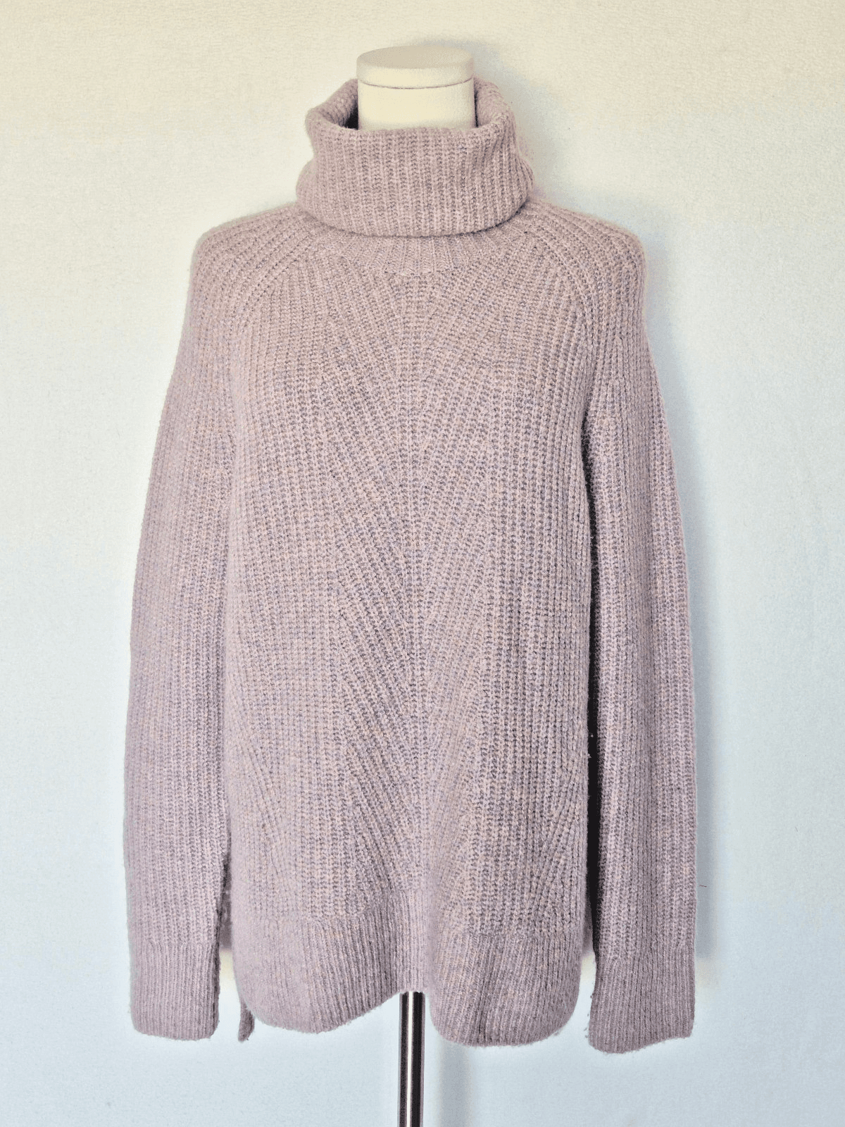 Madewell Mercer Coziest Yarn Wool Blend Turtleneck Sweater Heather Wisteria Sz.S