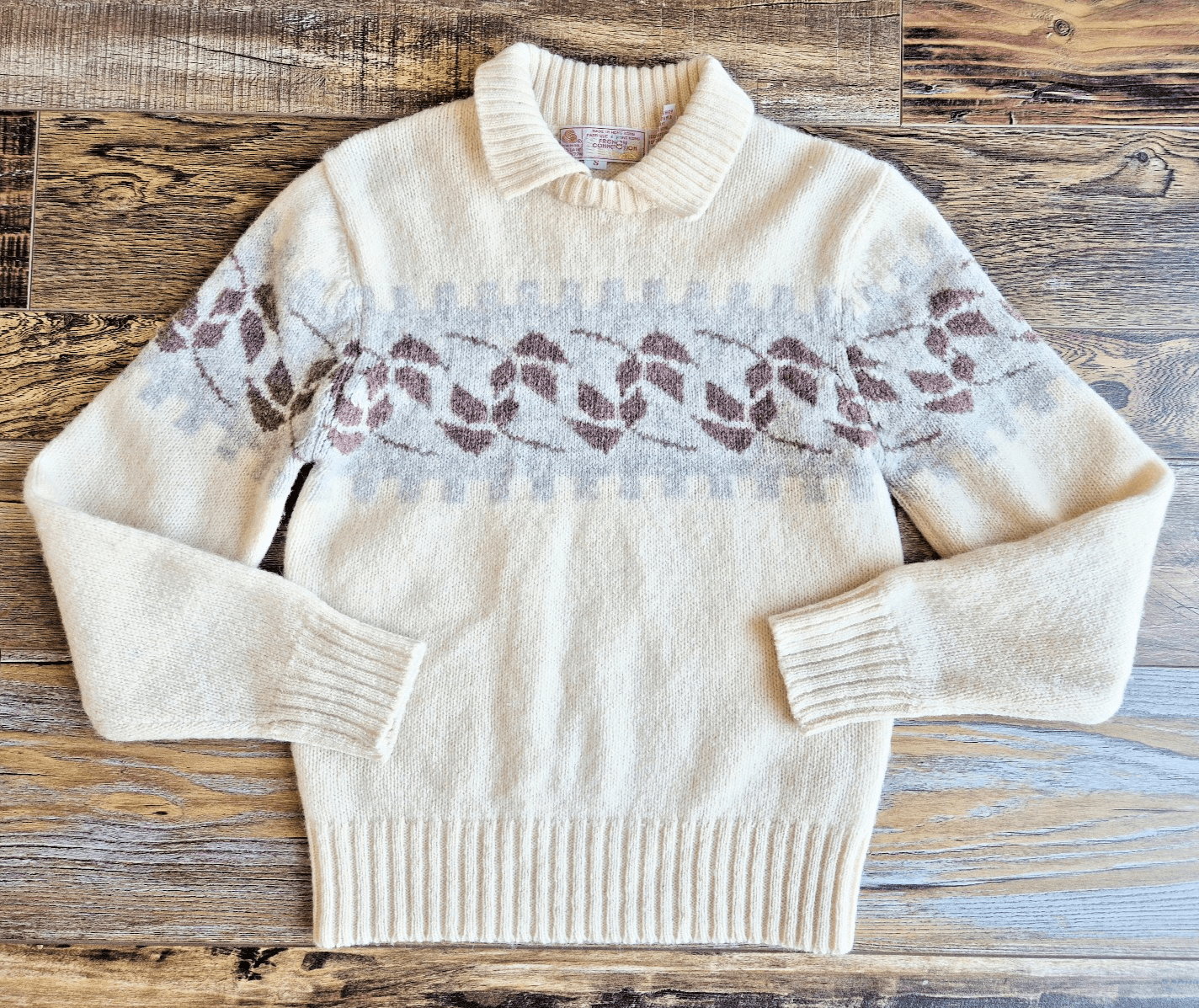 Vintage French Connection Shetland Wool Scandinavian Sweater Crew-Collar Size S