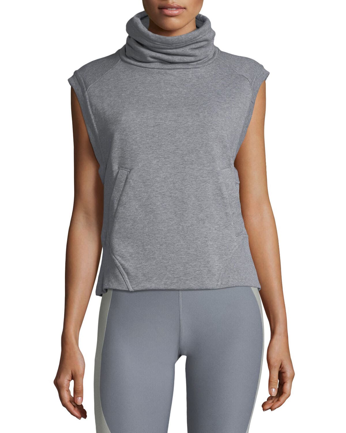 Nike Dri-Fit Dry Versa Funnel-Neck Athletic Vest Sleeveless Pocket Grey Women L