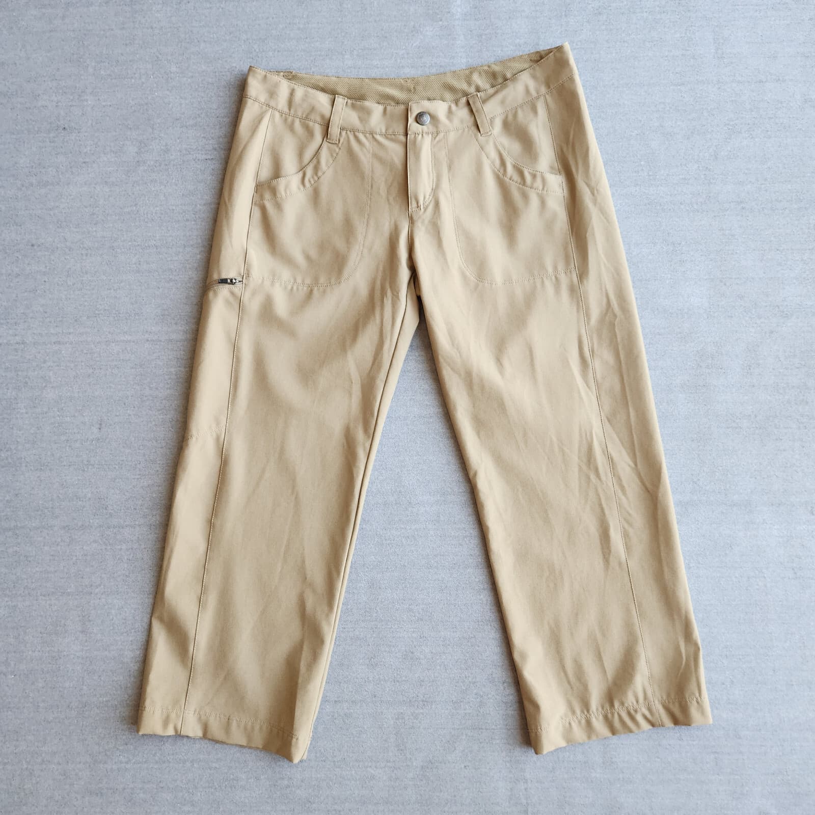 Patagonia Happy Hike 50+ UPF Crop Capri Pants Drawstring Pocket Khaki Women's 4