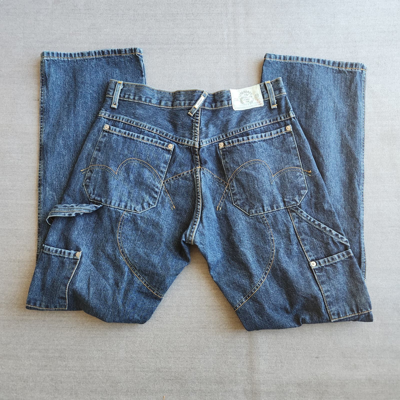 JNCO Made in USA Moto Jeans Knee Pads Button-Fly Utility Pocket Blue Men's 30x30