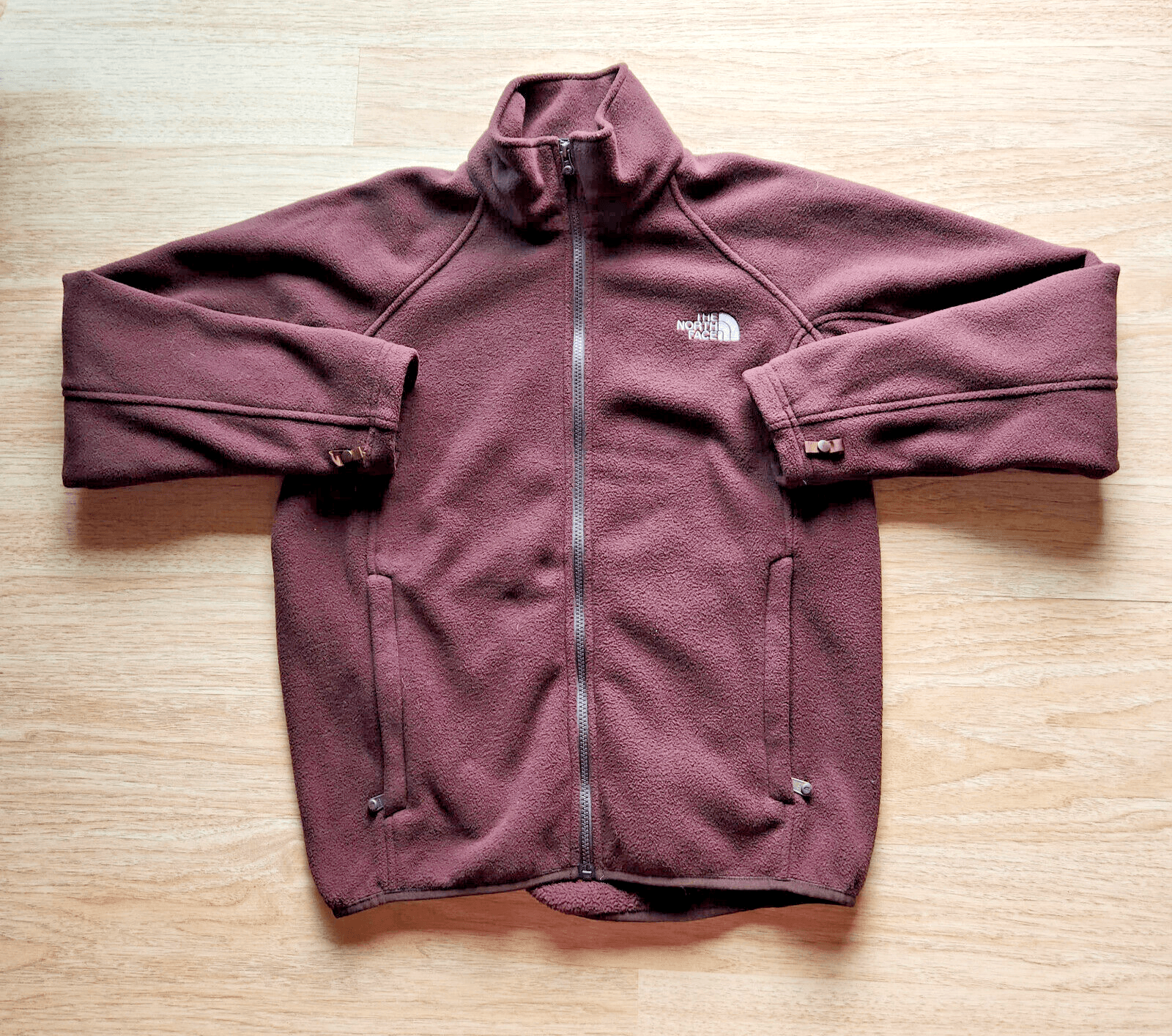 The Nort Face Men's Fleece Jacket Full-Zip Mock Neck Pocket Dark Brown Sz.S