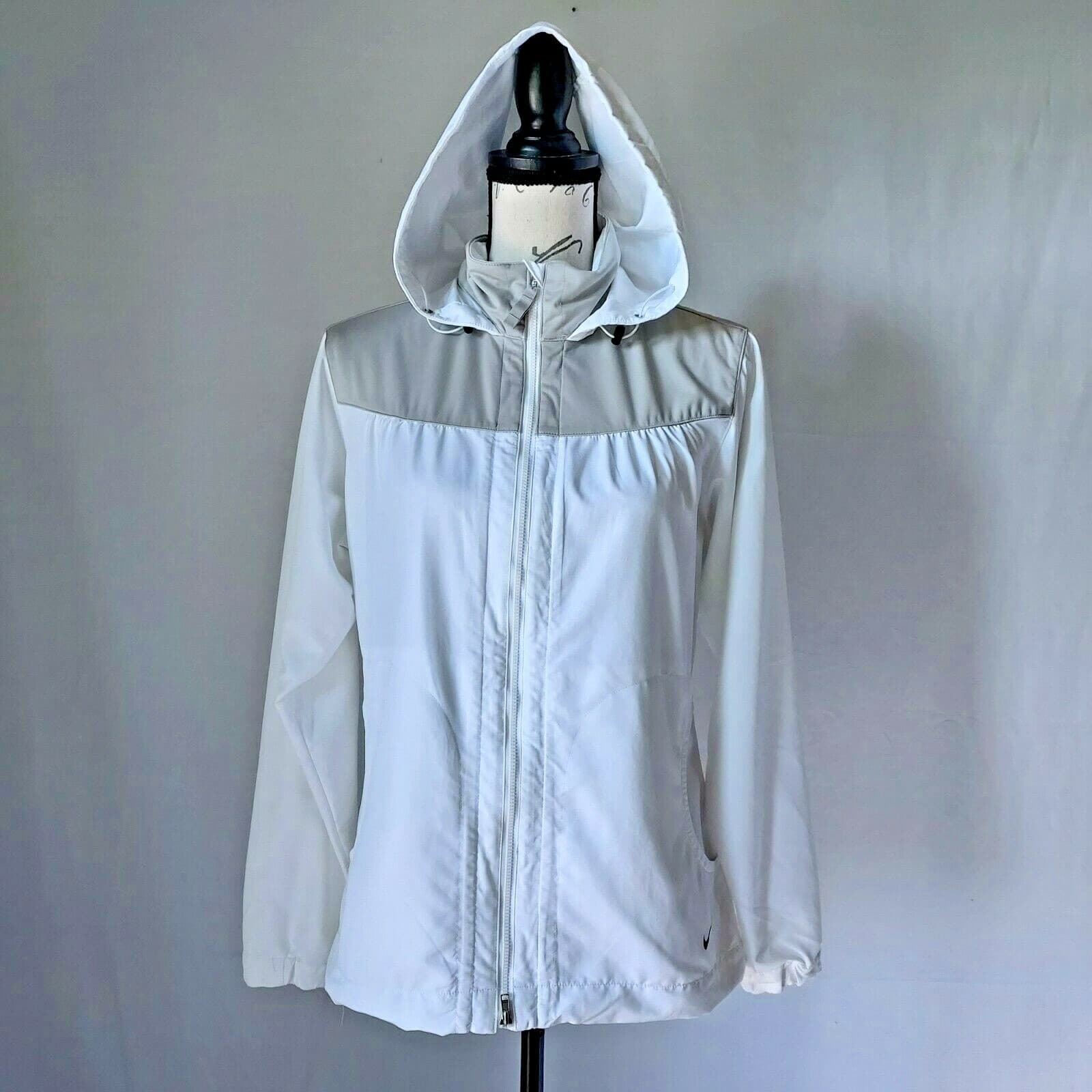 Nike Golf Activewear Hooded Jacket Full-Zip Pocket White Gray Women Sz.M
