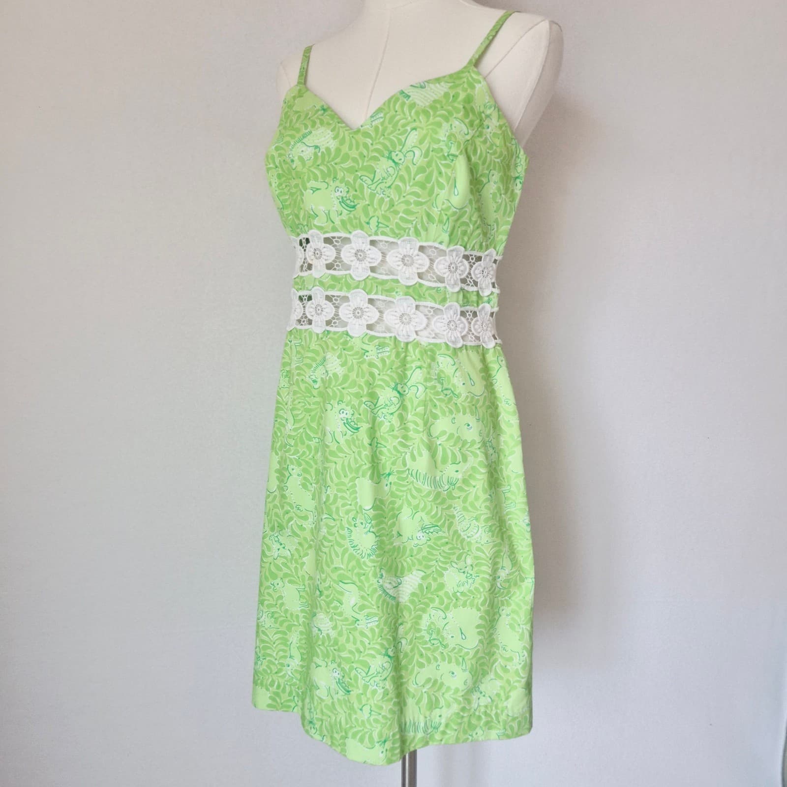 Vintage Lilly Pulitzer Animal Printed Spaghetti Strap Mini Shift Sundress Sz.8